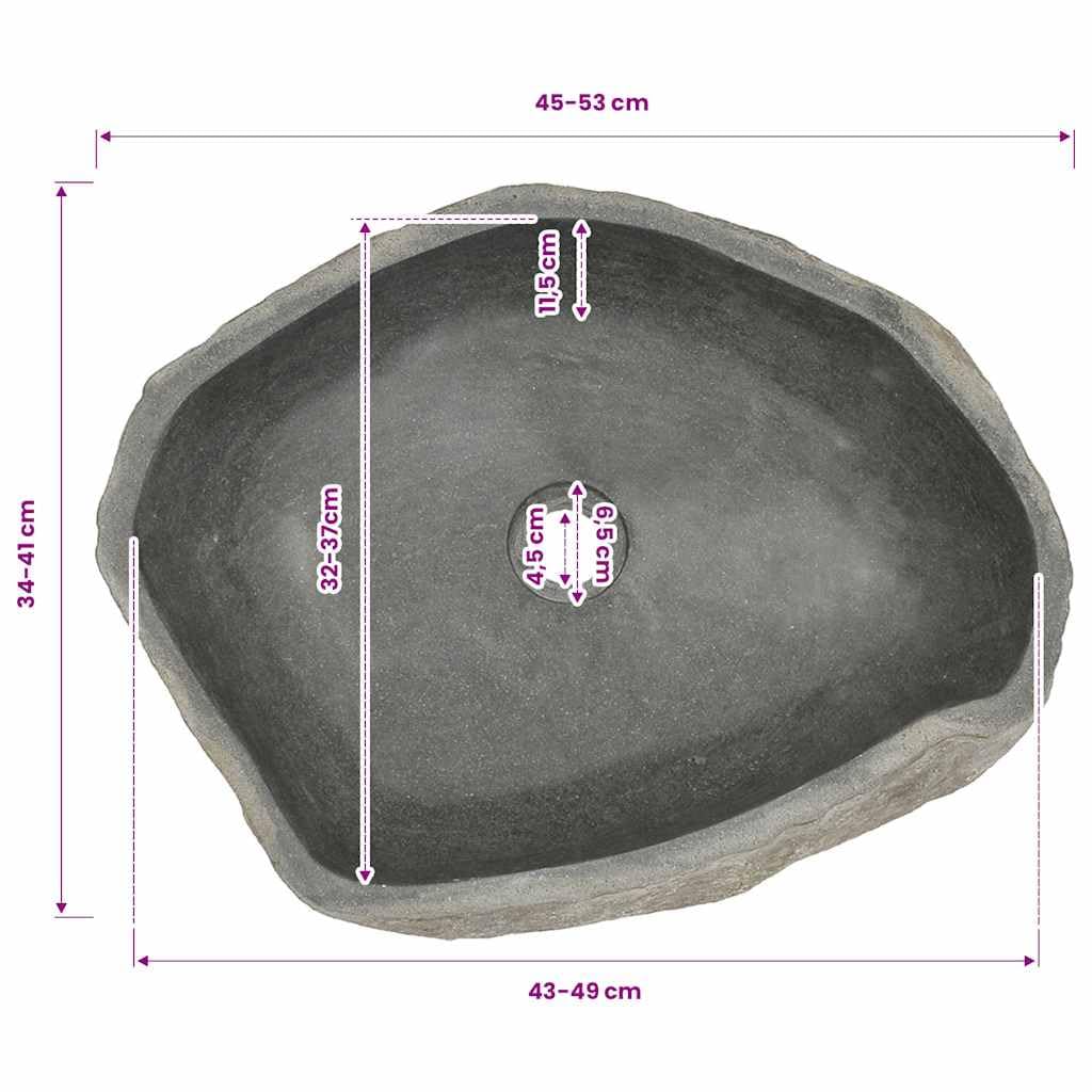 vidaXL Umywalka z kamienia rzecznego, owalna, (45-53) x(34-41) cm