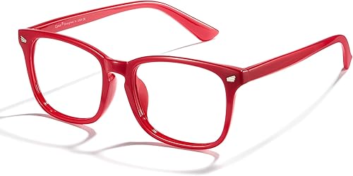Cyxus Gafas de luz azul, gafas de computadora con filtro de bloqueo UV, marco de anteojos de Navidad rojo para mujer