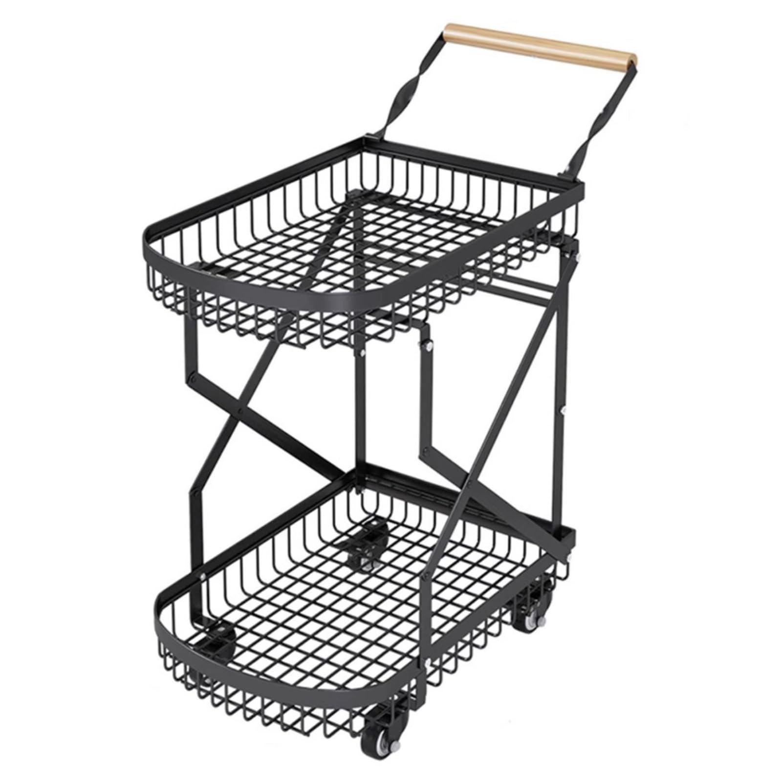 Składany wózek na zakupy z kółkami, duża pojemność, zintegrowany kosz na artykuły spożywcze, pranie i przechowywanie – łatwy transport, 53,5 x 35 x 97 cm