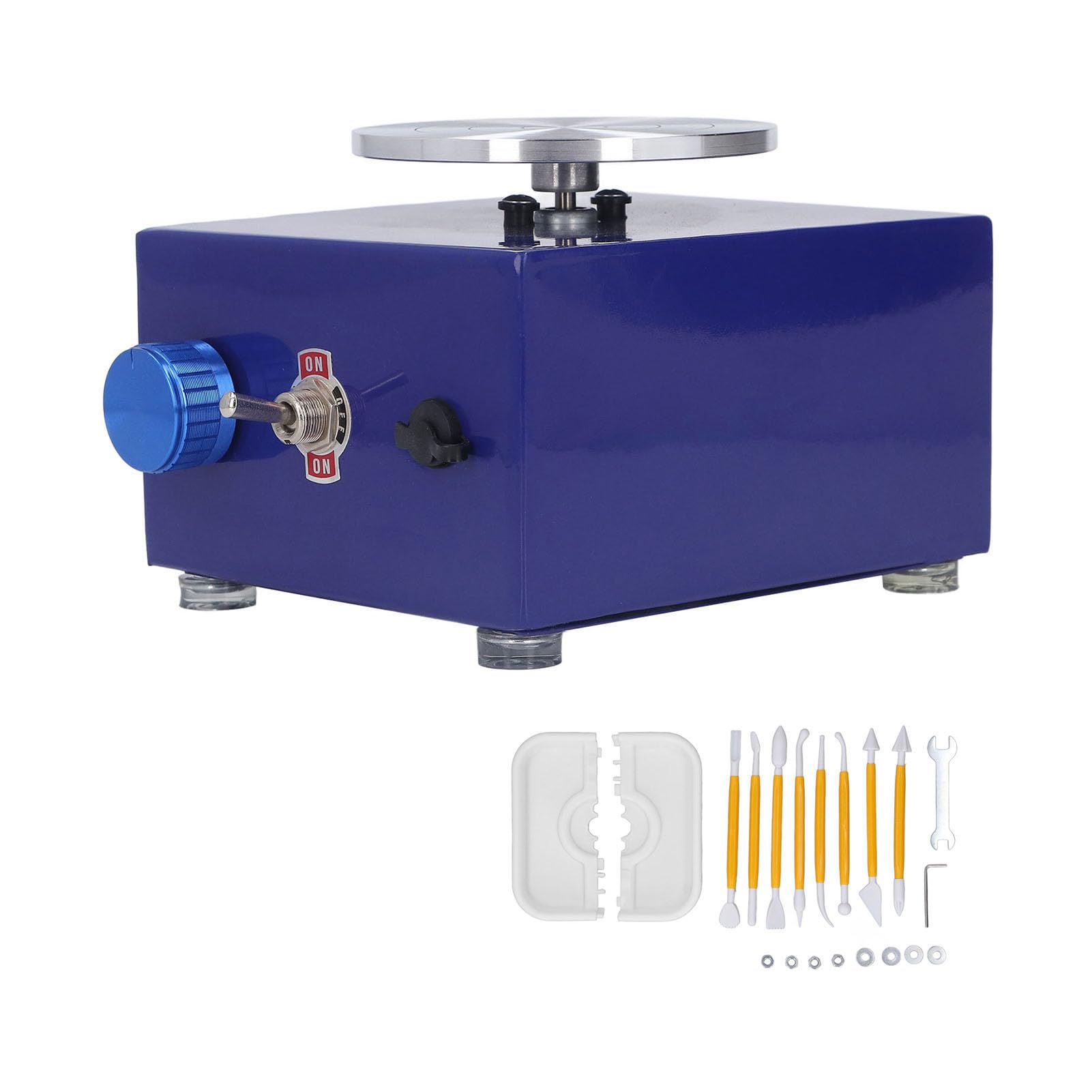 Fdit Mini Torno de Alfarero, Máquina de Alfarería para Niños de 2000 RPM con Recipiente Extraíble, para Manualidades de Arcilla DIY. Actividades para e hijos. (aleación, plástico 2)