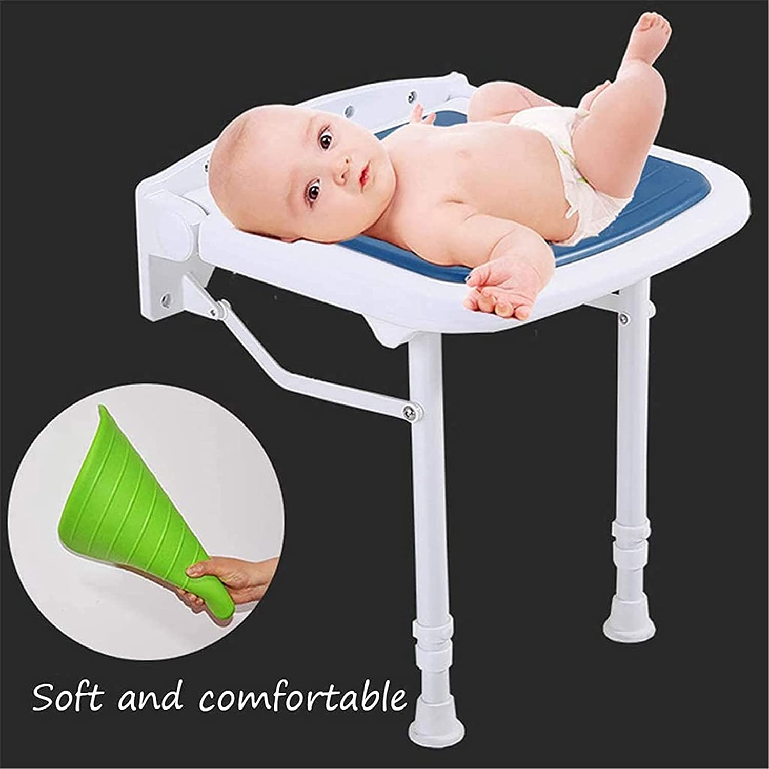 X&Z-XAOY Asiento De Ducha Plegable Montado En La Pared, Taburete De Baño, Banco Impermeable Antideslizante para Discapacitados, Seguridad Ergonómica De Aluminio MAX 300lb (Color : Yellow)
