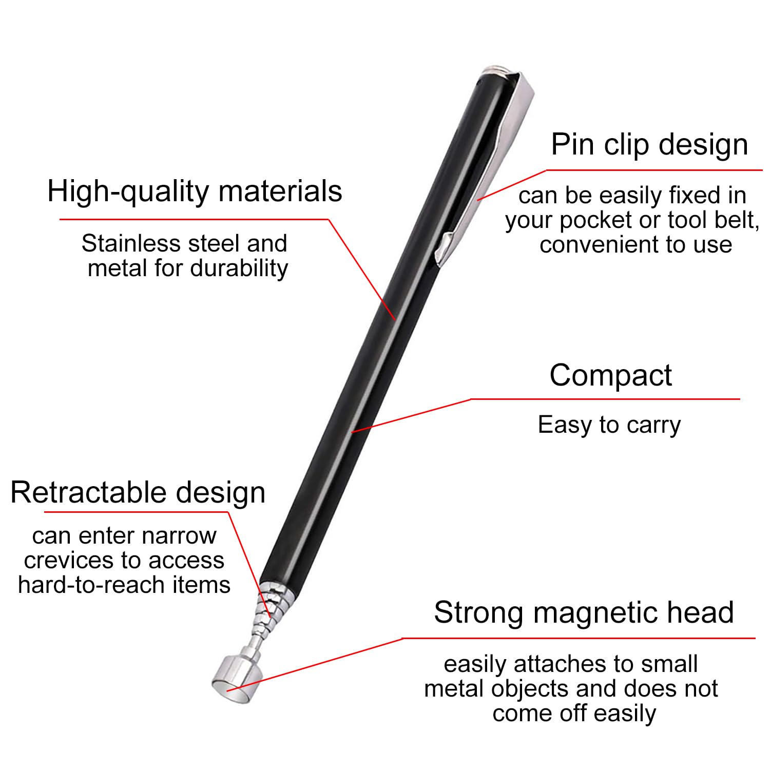 3 telescopische magneetstaven, sterke magneten, klapmagneet, uittrekbare telescopische magneet, extra sterke magneten voor het opnemen van kleine onderdelen en auto-onderdelen 3 telescopische magneetstaven, sterke magneten, klapmagneet, uittrekbare telescopische magneet, extra sterke magneten voor het opnemen van kleine onderdelen en auto-onderdelen
