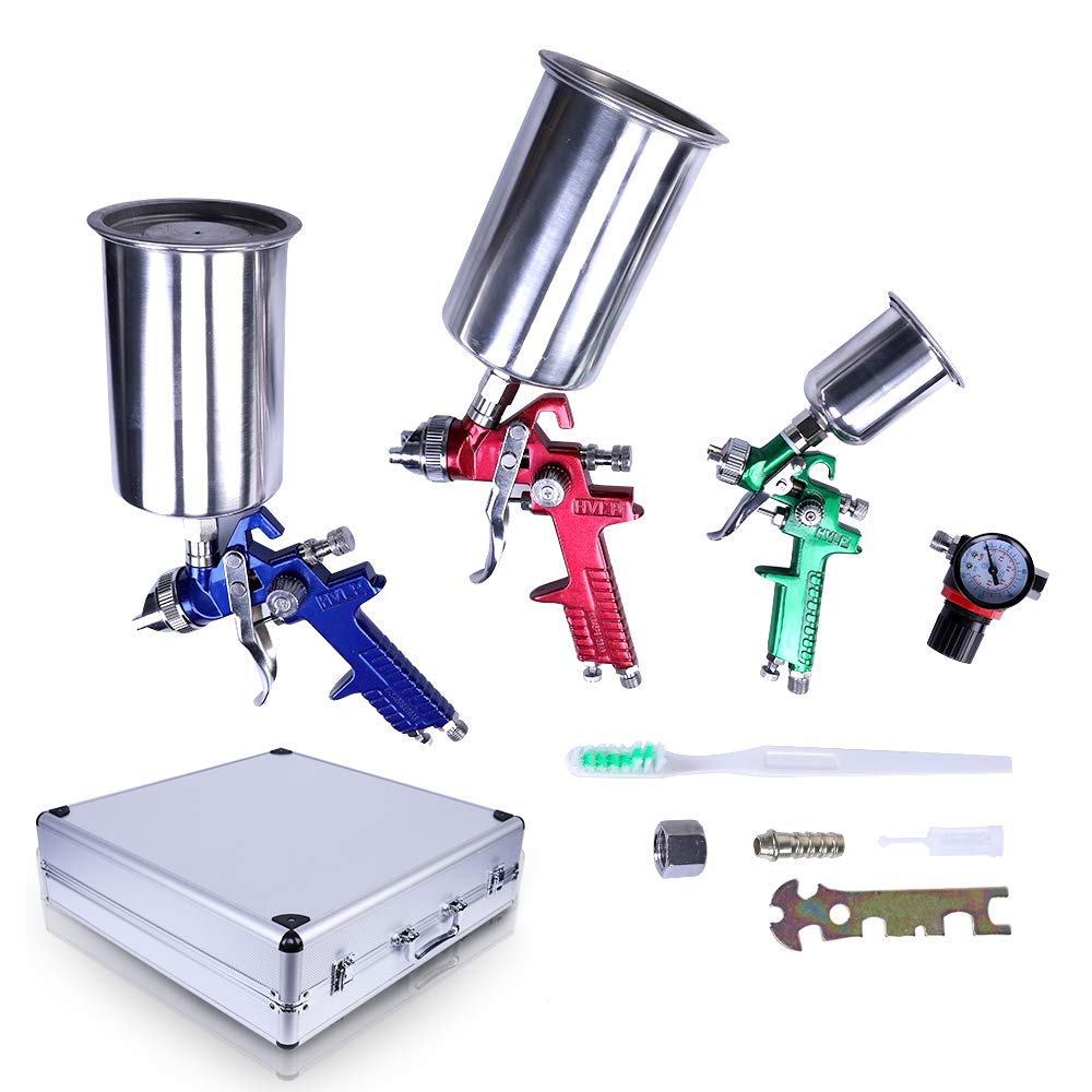 ETOSHA HVLP Spray Gun Set3pcs, Auto Paint Primer with Air Regulator