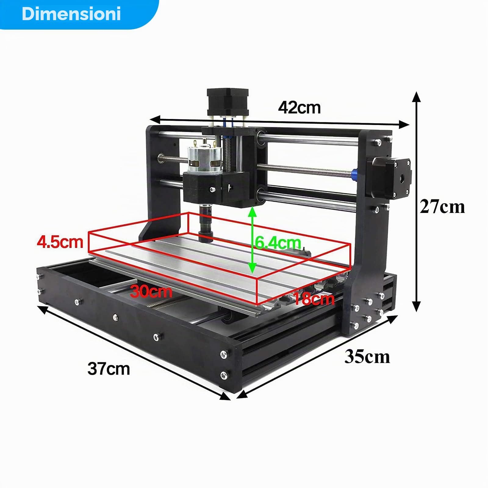 RATTMMOTOR Macchina fresatrice per incisione, 3 assi GRBL, Offline Control CNC 3018 Pro Max, 420 x 350 x 270 mm, controllo ER11, per PVC PCB e per intaglio legno fai da te