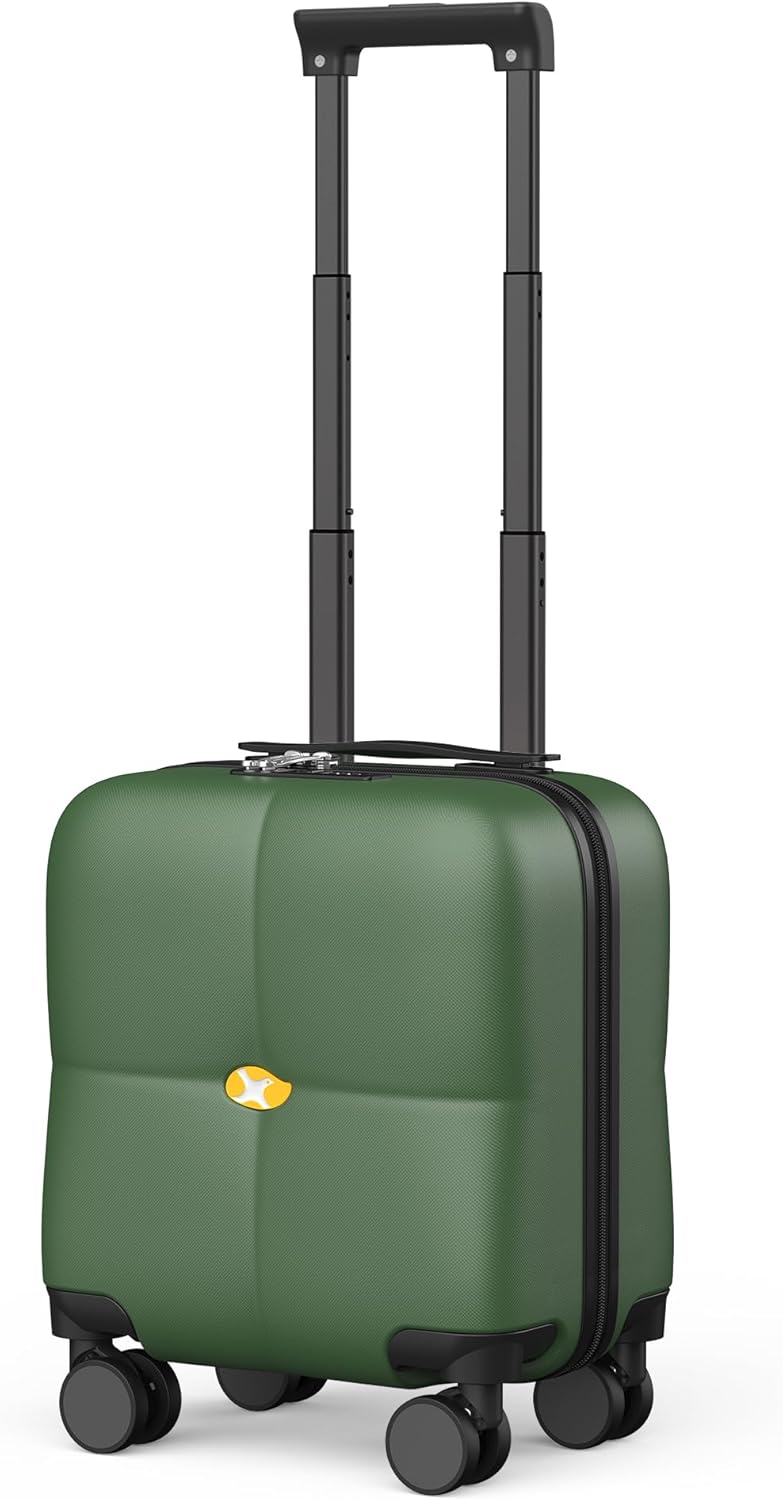 MGB 14 Inch Underseat Carry On Luggage with Wheels Free Boarding Personal Item Suitcases with TSA-Approved Hardshell Lightweight Carry On Bag for Short Travel, Dark Green