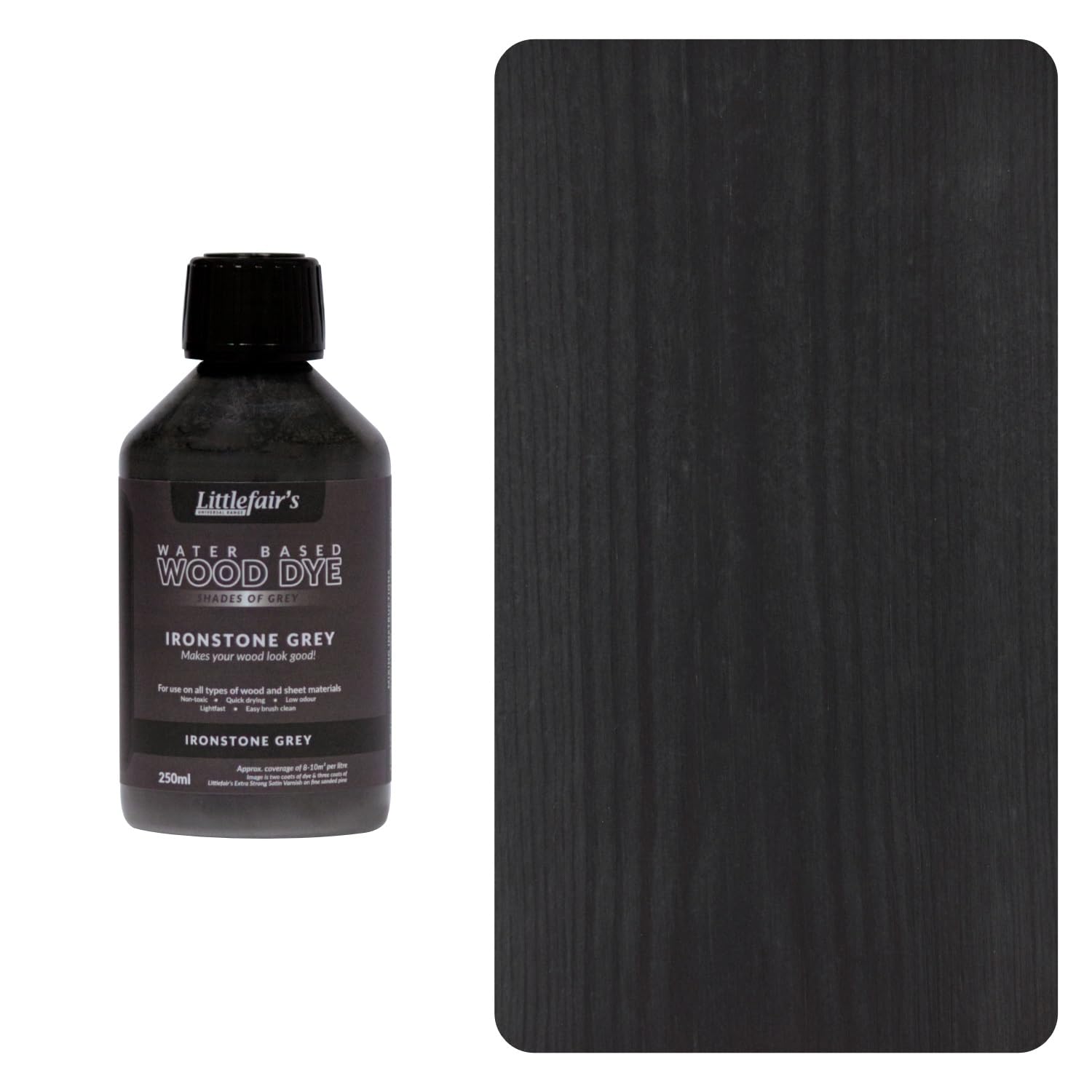 Wood Stain Water Based - 8.5oz/250ml - Indoor Furniture Stain Light & Dark Finishes - Special Non Toxic & Eco Friendly Formula - Wood Stain for Crafts - Color: Ironstone Grey