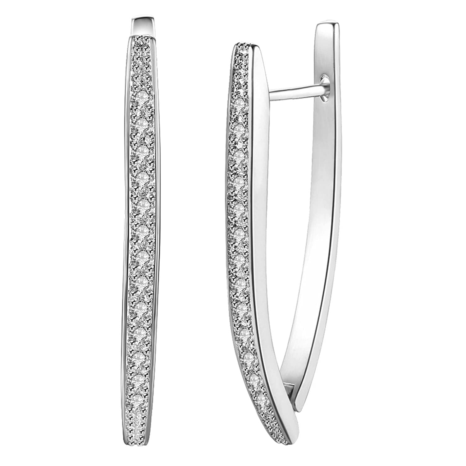 Diamond Cut CZ Clutch Back Stylish Hoop Earrings Jewellery for Women-image-14