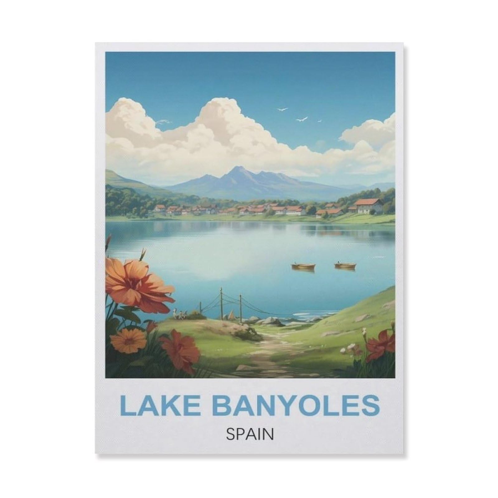 Metal Tin Sign，Lake Banyoles Spain(20x30cm）