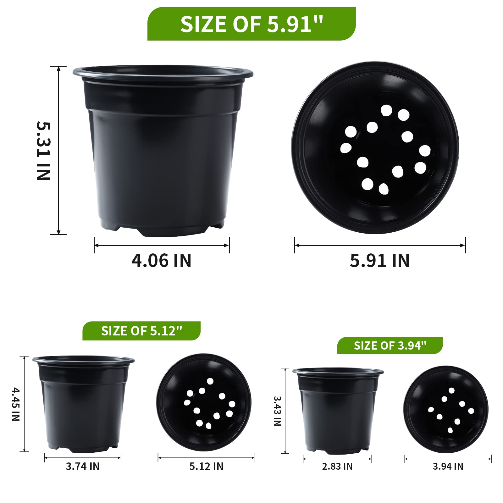 Oubest Lot de 30 pots en plastique pour plantes de 15,2 cm avec trous de drainage, pots de fleurs multicolores pour semis, coupe, transplantation
