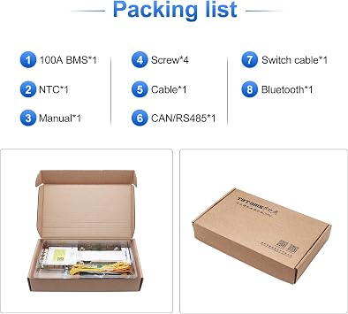 Smart BMS Li-ion 14S 48V 100A PCB Battery Management System with UART Communication CAN 485 Bluetooth Battery Monitoring Module for Lithium Battery Pack Rated 3.7V(Smart BMS+RS485+CAN,100A)