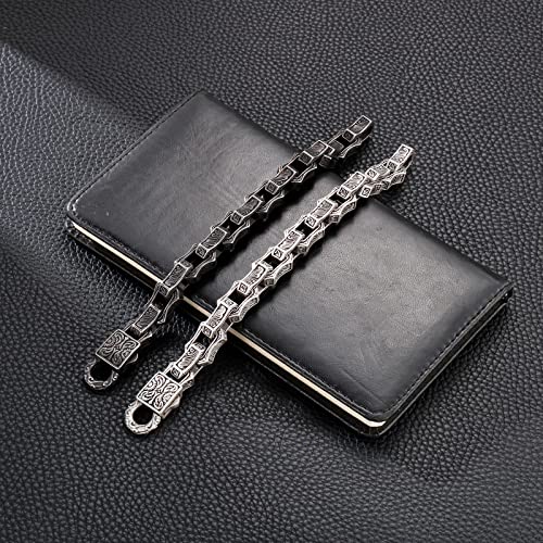 Cuban Link Bracelet for Men Stainless Steel Wave Engraved Chain Men's Bracelet Vintage Silver Bracelet for Men Unique Jewelry Gifts for Him3