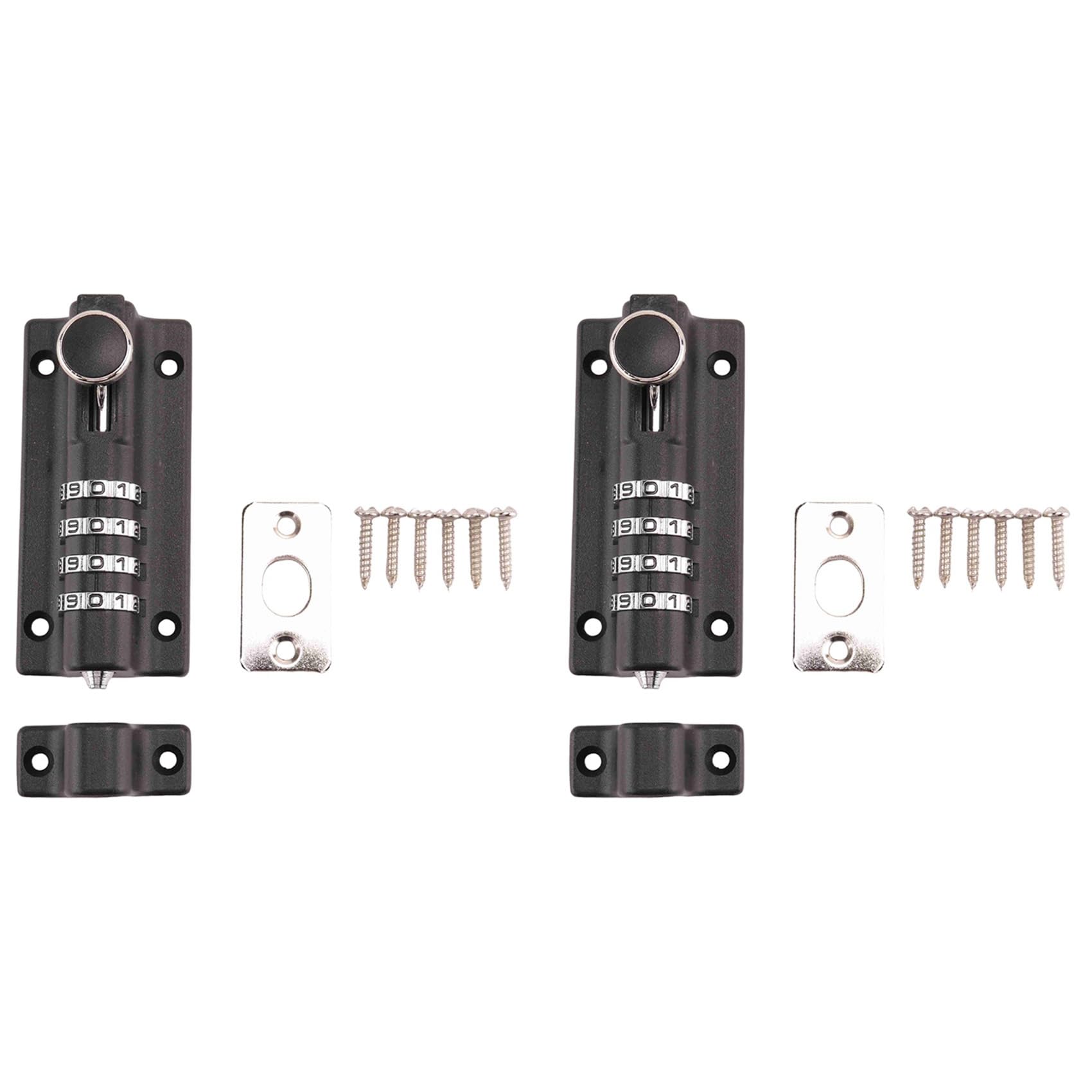 Jnchdghwa Black 2X Password Lock Bolt Metal Door Anti-Theft Safety Combination Digit Padlock Outdoor Gate Hardware