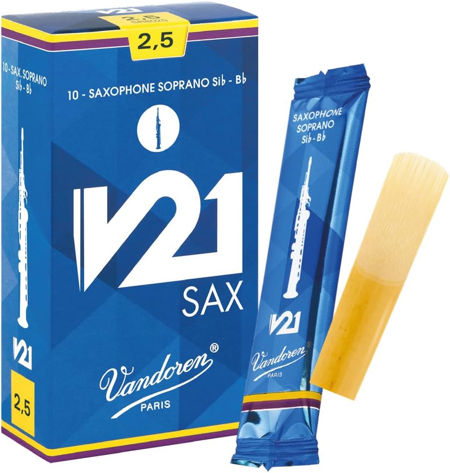 Vandoren SR8025 Sop Sax V21 Reeds Strength 2.5; Box of 10