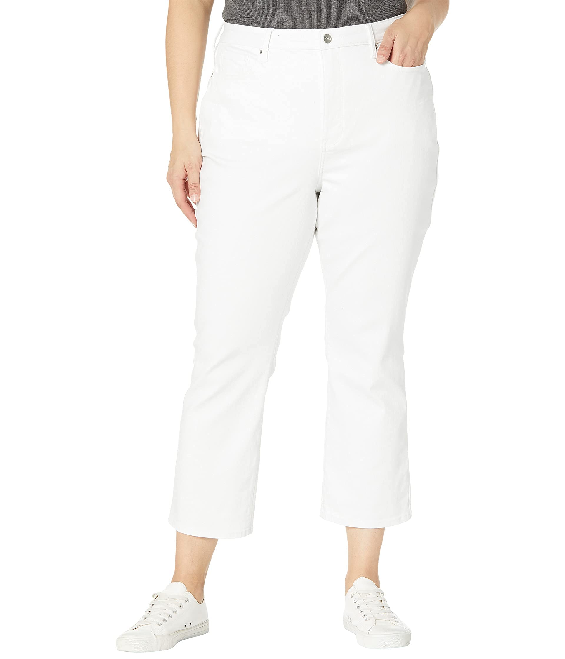 NYDJPlus Size Slim Boot Ankle Jeans in Optic White