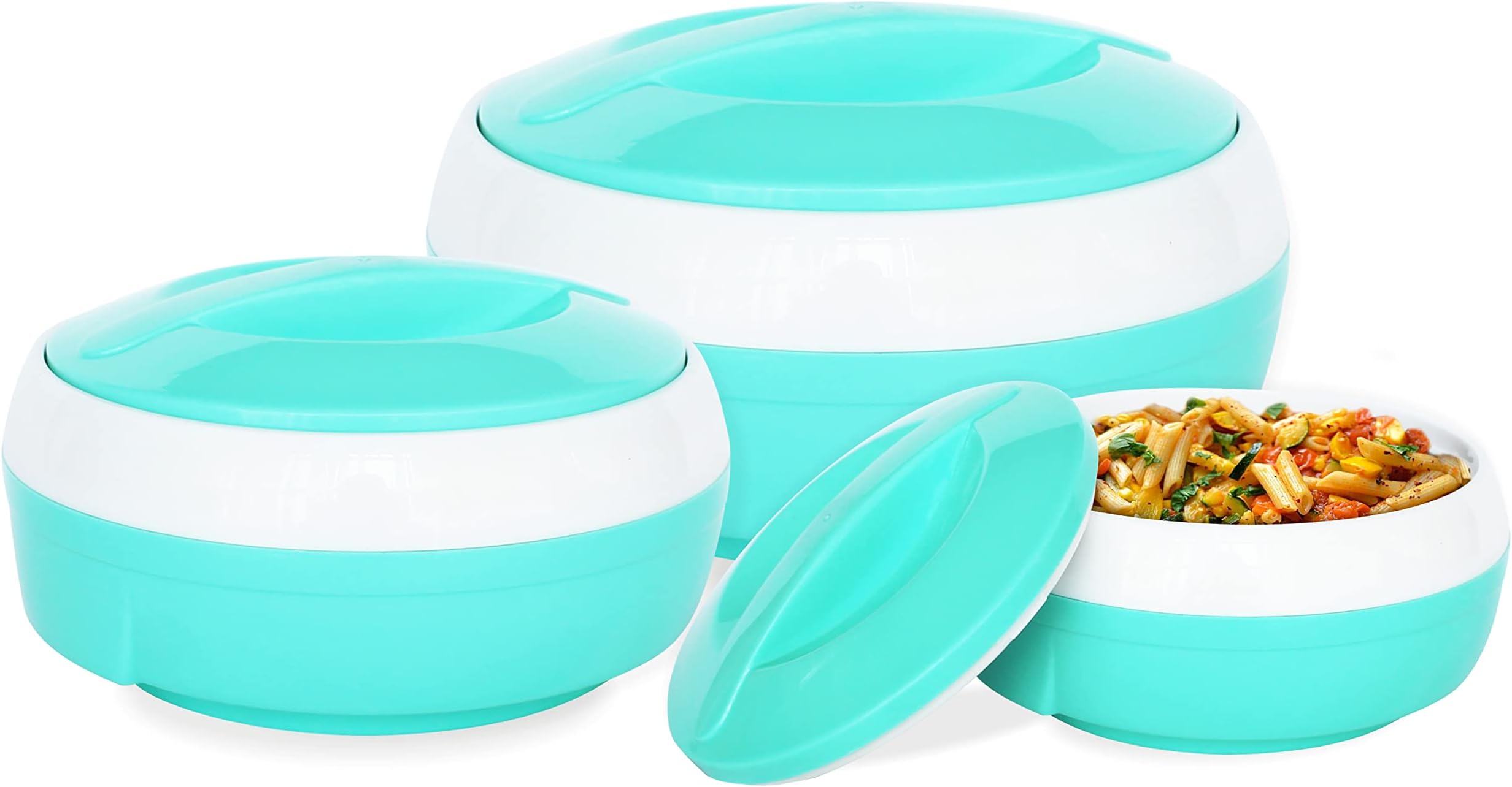 Princeware Solar Plastic Plaid Casserole Set (Green) -3 Pieces, 3100 Liter