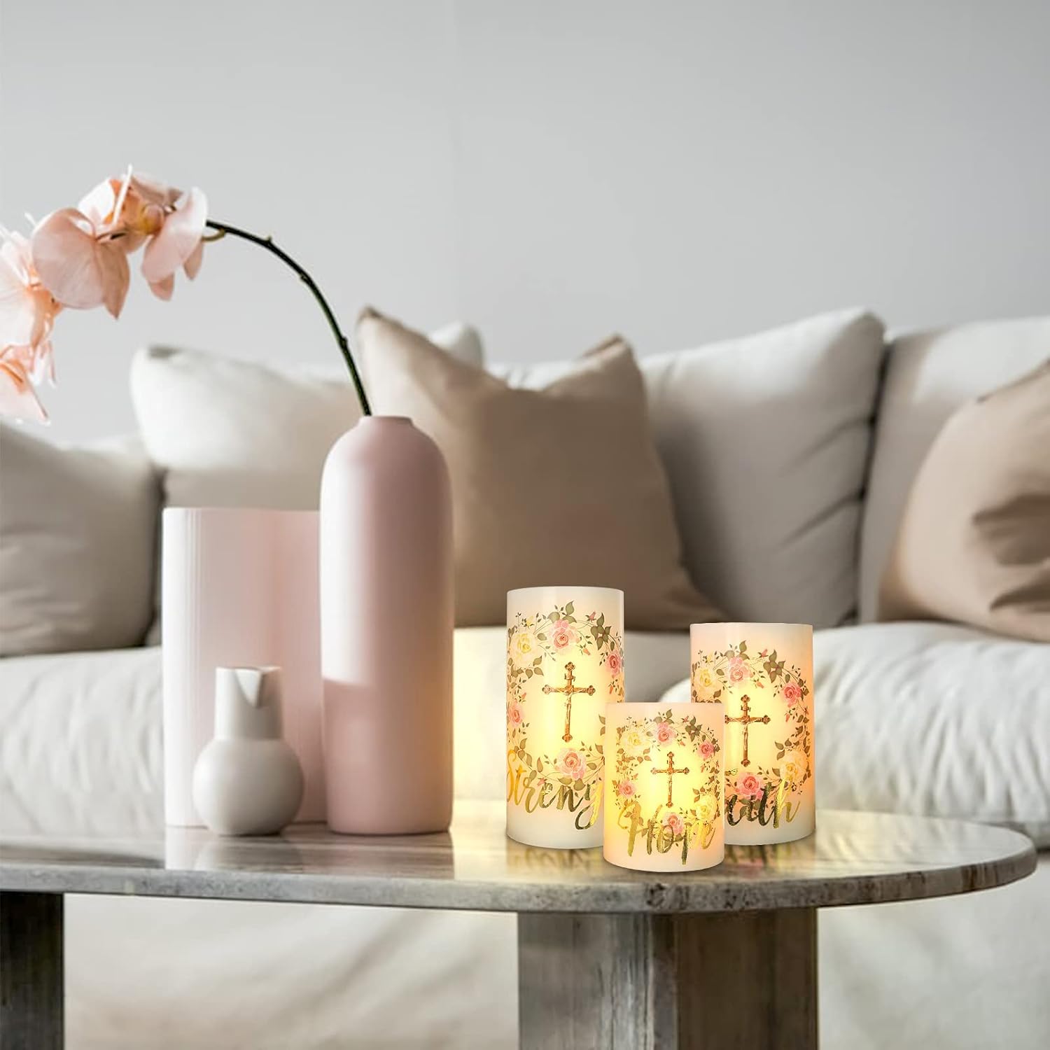 Crystal Club Flameless Candles with Remote Battery Operated LED Candles with Timer Flickering Real Wax Pillar Candles LED Flameless Candles for Fireplace, Bedroom and Courtyard Décor