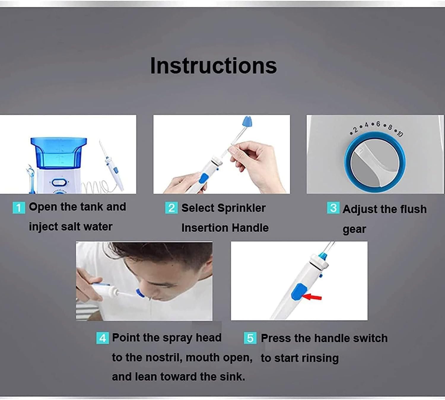 Nettoyeur Nasal électrique Machine de Nettoyage des Sinus, système d'irrigation nasale pulsée, système de rinçage des Sinus avec 10 Modes de Pression, Machine de Nettoyage du Nez,
