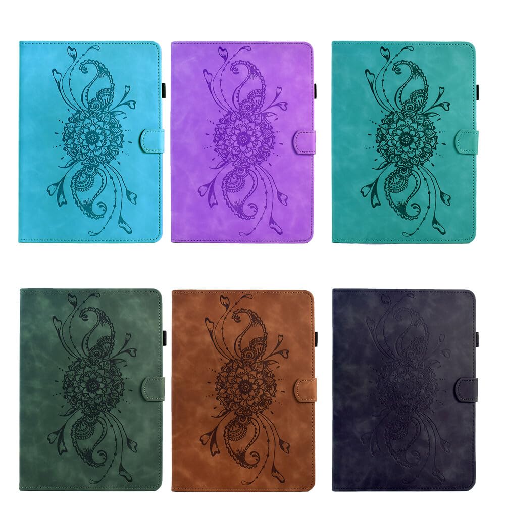 Schutzhülle für Kindle Colorsoft Signature Edition (1. Generation) 2024 (Farbe: Hellgrün), Leder, Brieftaschenformat, Muster in der Mitte