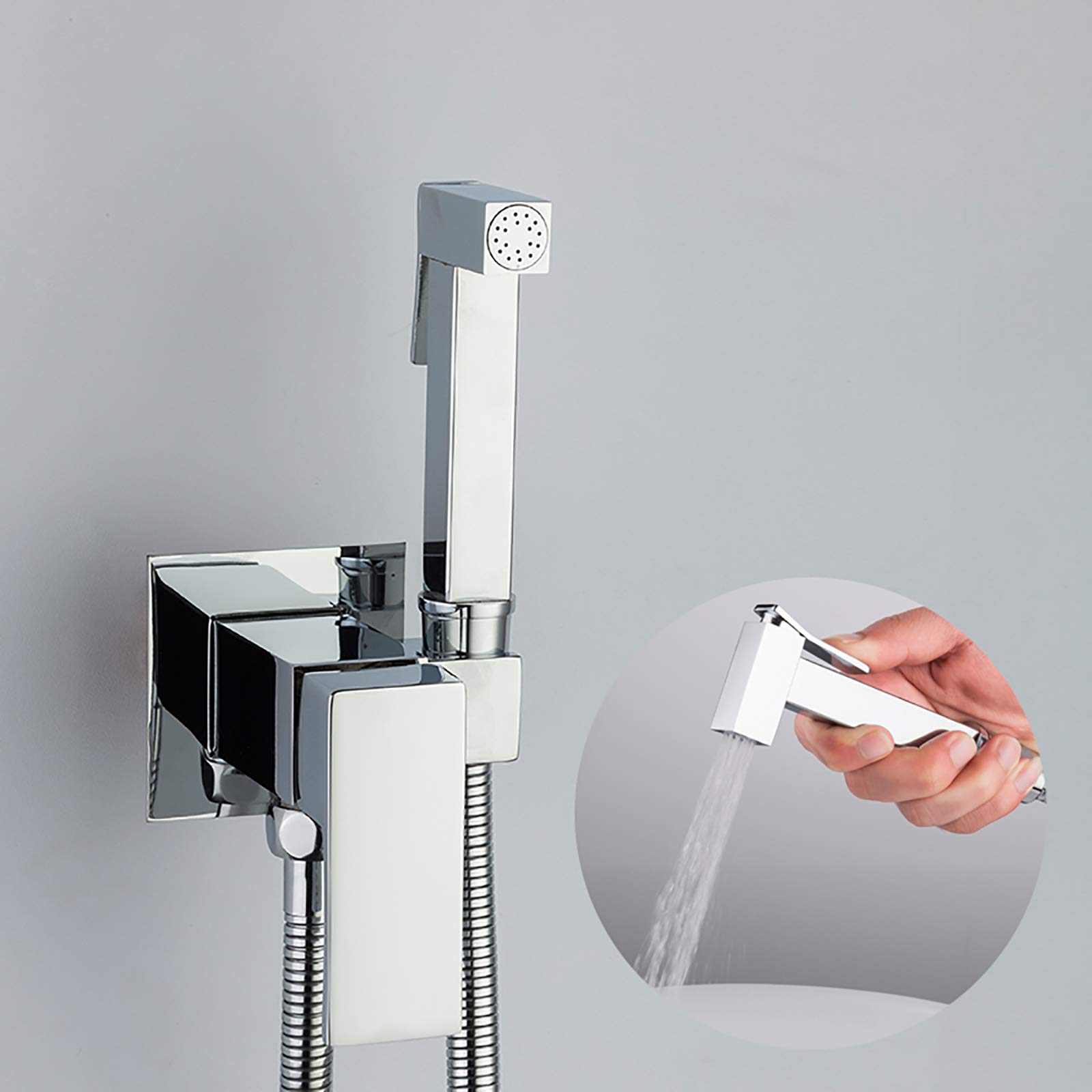 Spruzzatore portatile per bidet per WC con acqua fredda singola, kit spruzzatore per bidet per WC cromato a parete in ottone per l'igiene personale, il bagno degli animali domestici
