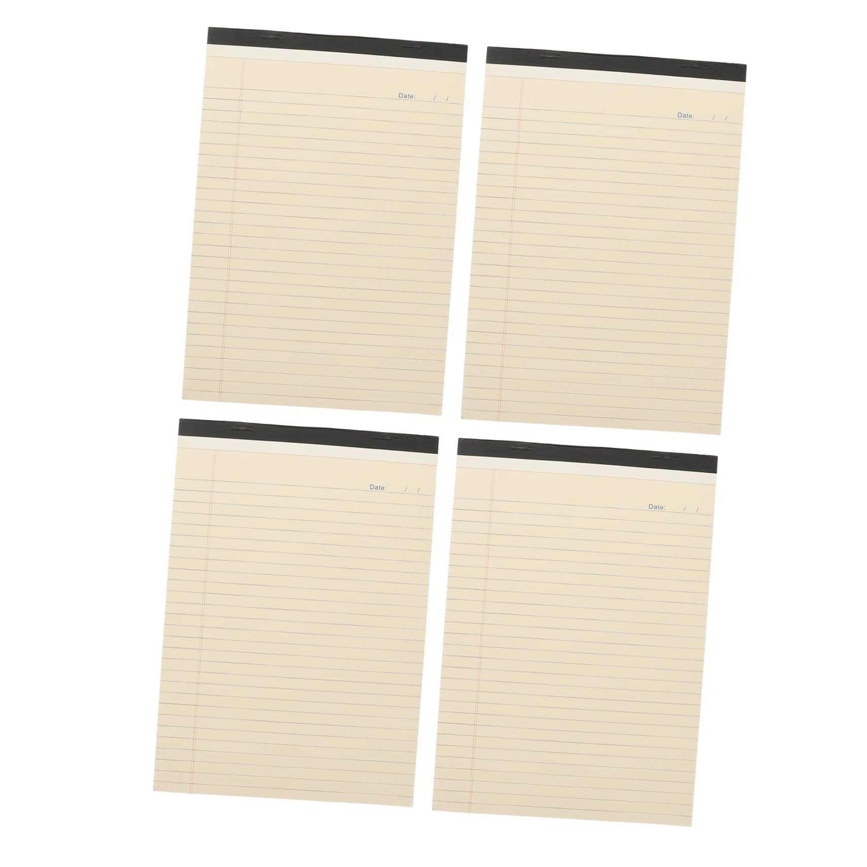 Pack Linierte Papierblöcke A4 mit Abrisslinie, Beige | Dickes Papier, für Schreibtisch und Planungsnotizen, als 4 Stück für Büro und Studium