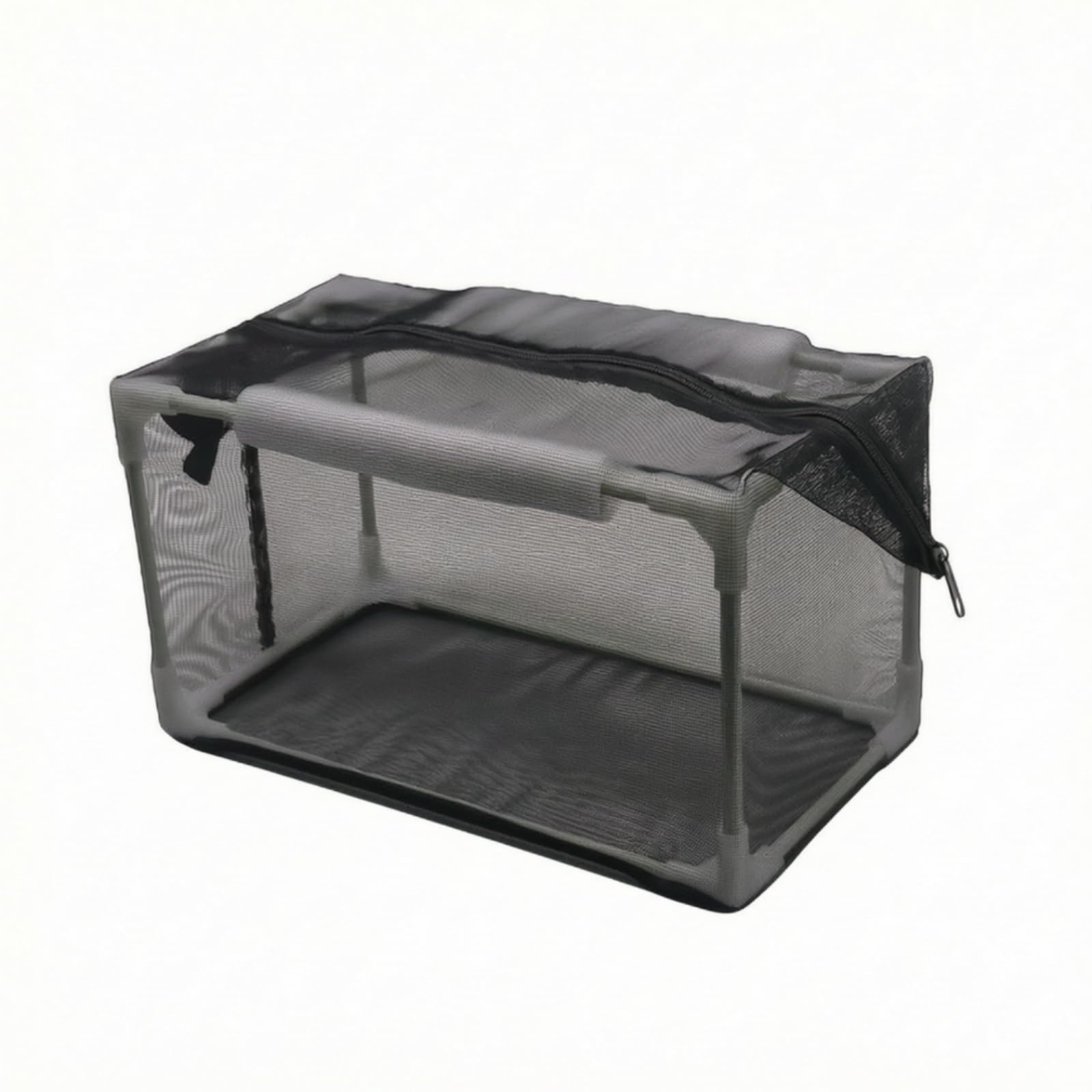 Aquakultur Netz Käfig Fisch Zuchtkäfig Aufzuchtbehälter mit Reißverschluss Und Stabilem Rahmen aus Fiberglas Schaum für Aquarium Teich Quarantäne Beobachtung, 62 32 32cm