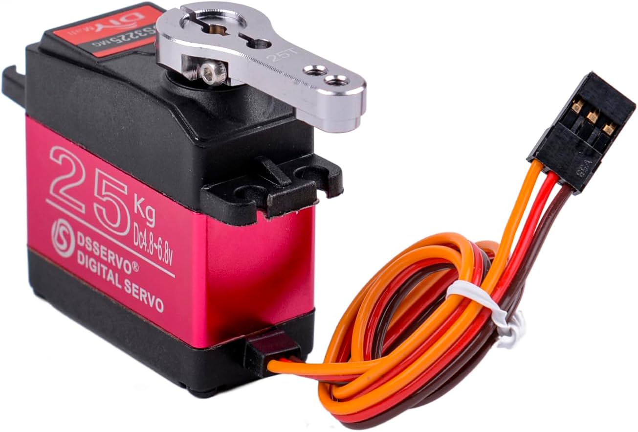 4Pcs DSSERVO DS3225MG 25KG Waterproof Metal Gear Digital Servo,180 Degree High Torque RC Servo with 25T Servo Arm for 1/8 1/10 1/12 Scale RC Crawler Airplane