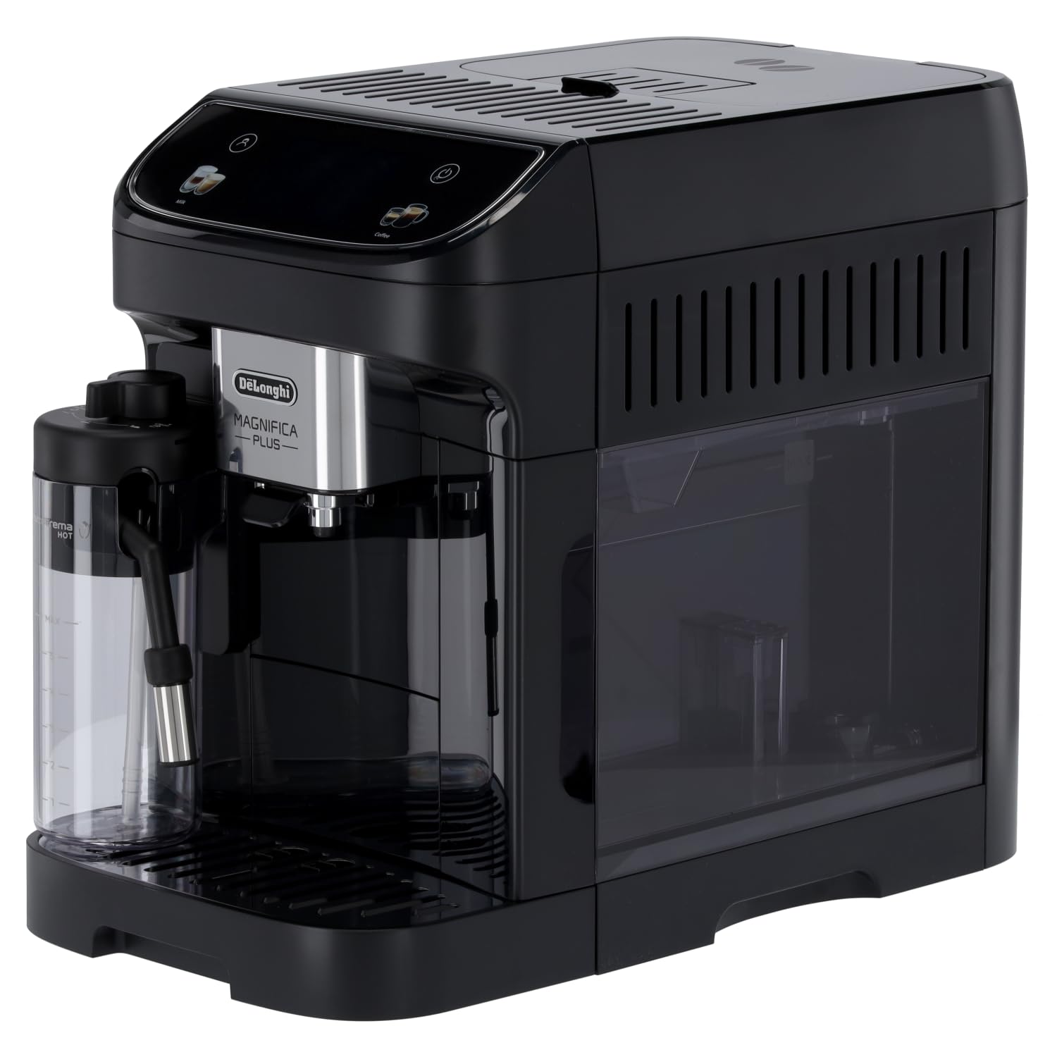 De'Longhi Magnifica Plus ECAM320.60.B, Macchina Caffè Automatica, Sistema LatteCrema Hot per Cappuccino Automatico, 4 Ricette, Display Colorato Soft Touch, Funzione Extra Shot, Funzione x2, Nero