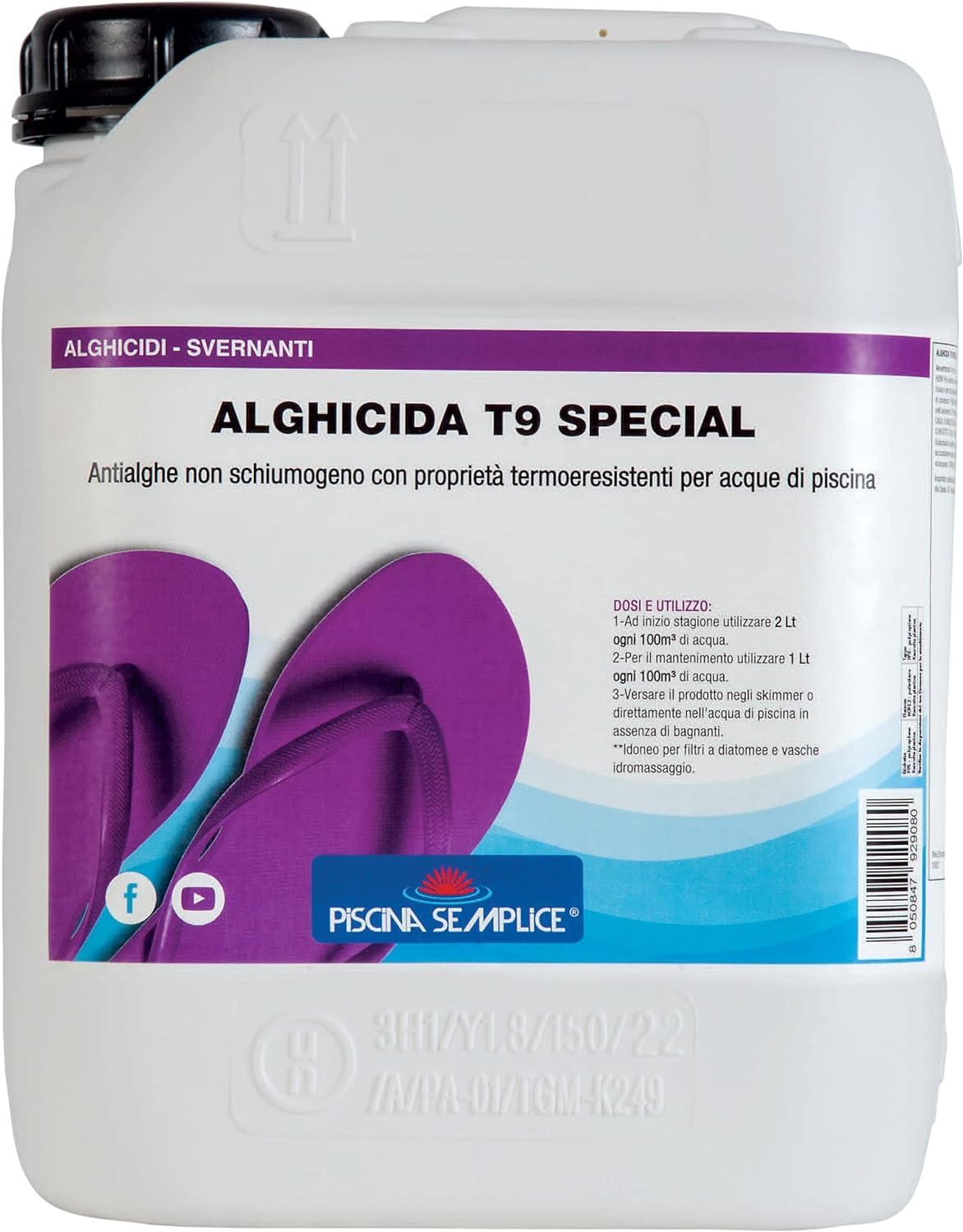 Lapi - 10 kg Alghicida T9 Liquido Non Schiumogeno. Per Contrastare L'Insorgere Delle Alghe In Piscina E Come Trattamento Di Mantenimento. prodotto in Italia da azienda certificata