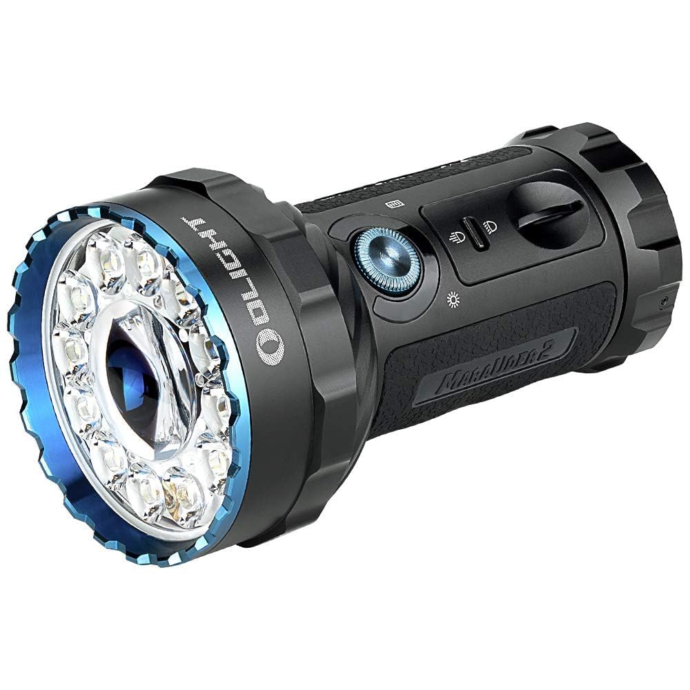 OLIGHT Bundle de Lampe de Poche Ultra Puissante Rechargeable X7R Marauder2 (Jusqu'à 14000 Lumens,800M) + Mini Petite Lampe Torche Porte-Clés I MINI2 USB Magnétique (50 Lumens, 44M) IPX8 Étanche