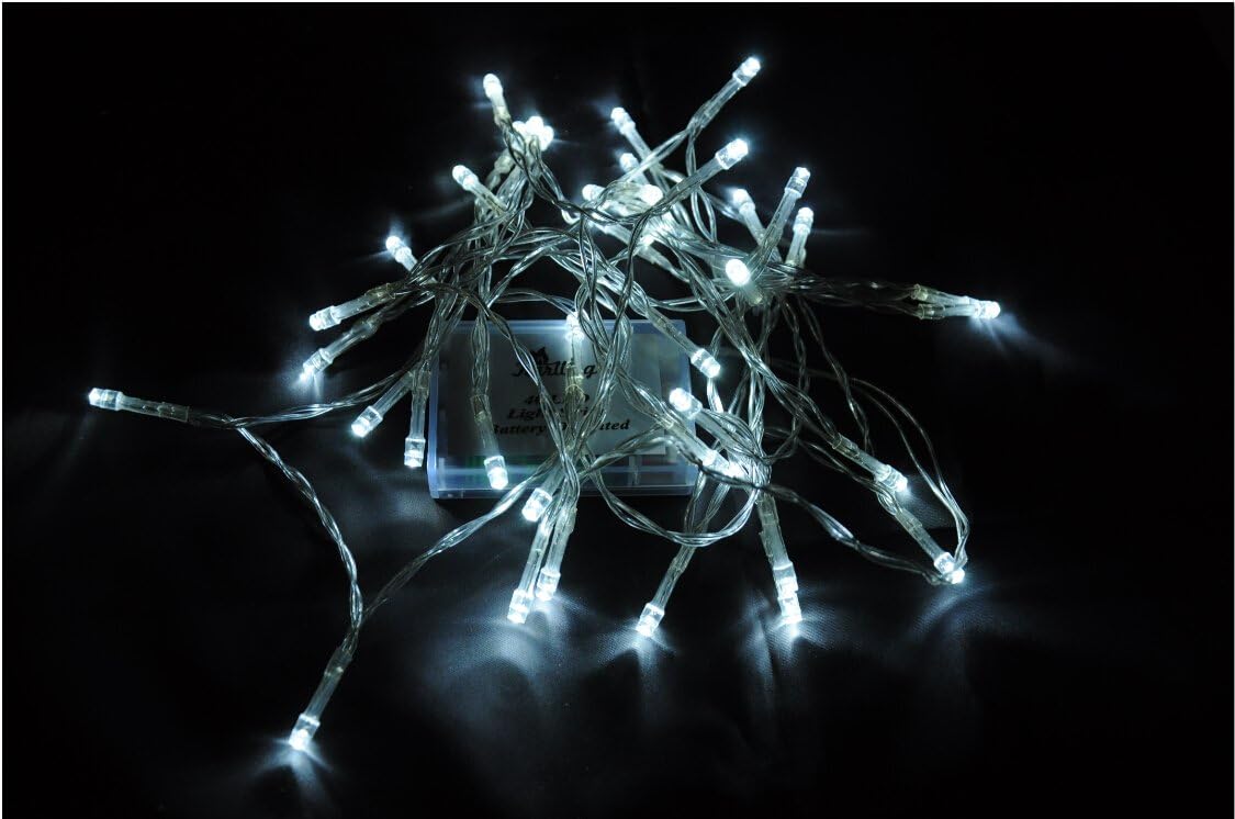 Karlling Battery Operated White 40 LED Fairy Light String Wedding Party Xmas Christmas Decorations(White) White General 40 Leds