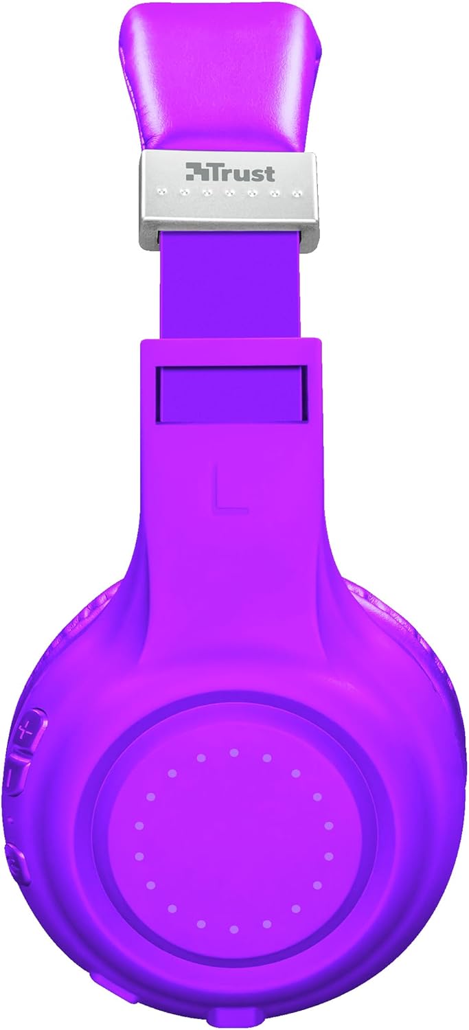 Sivu view of Trust Urban Bluetooth Wireless Headphones showing charging port and control buttons