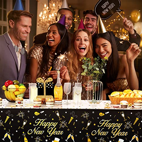 3 Pieces Happy New Year Table Covers Tablecloth Plastic Disposable