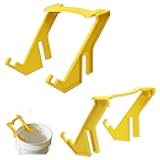 WTETMYL 2 Pcs Bee Honey Bucket Rack, Removable Plastic Honey Bucket Stand, Honey Uncapping Tank Holder Pouring Rack Extractor Equipment, Portable Beekeeping Beekeepers Tool (Yellow)