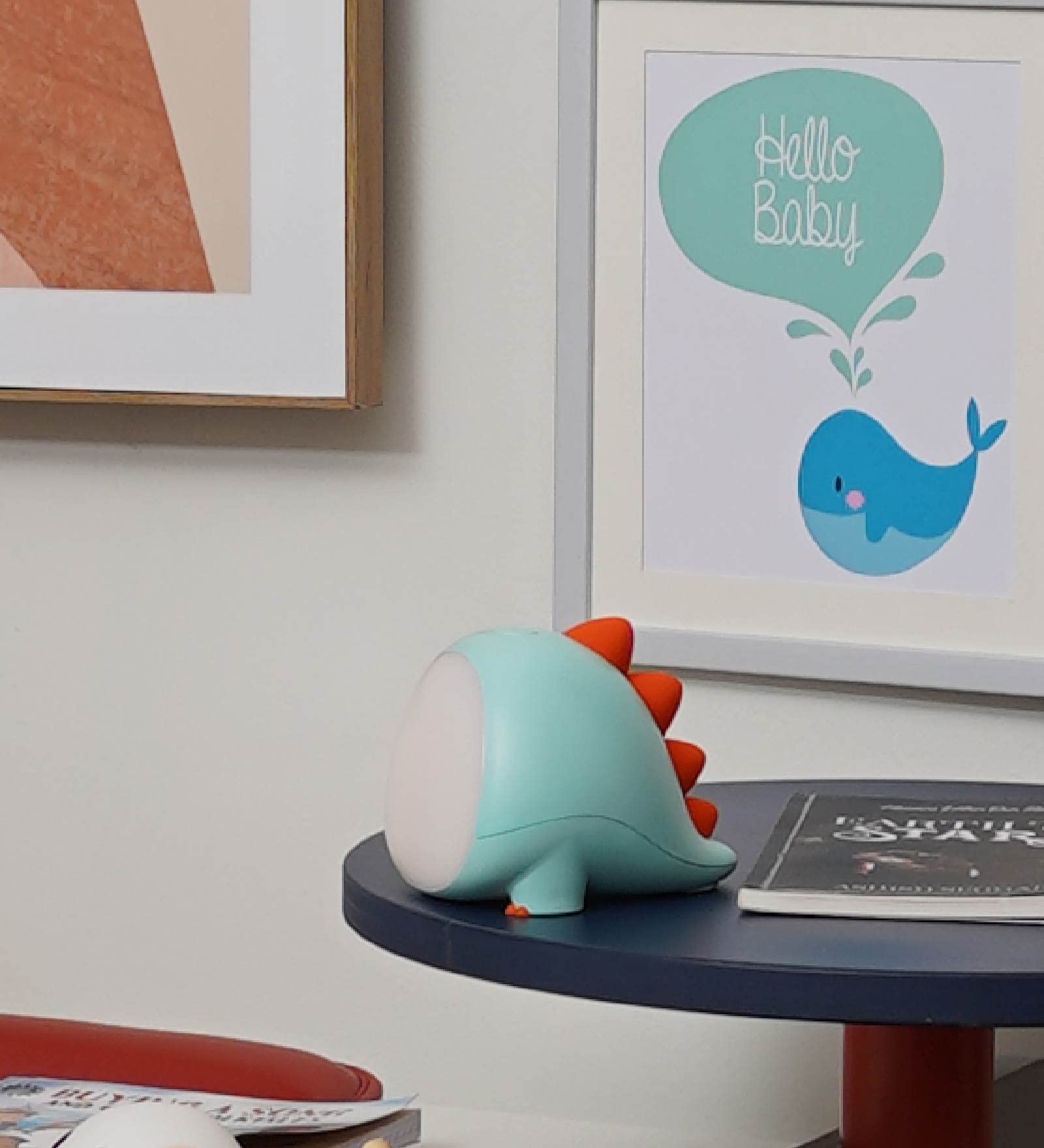 Smartsters Rechargeable Cordless Night Lamp For Kids | Bed And Table Lamp | 2 Brightness Level | Toggle Switch | Stegosaur | Sea Green | Cold & Warm Light