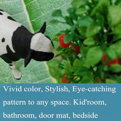 Miniatura 5 de ZebraSmile Alfombras de baño  Alfombra de baño de hojas esponjosas, bonita alfombra de baño de hojas verdes, alfombra antideslizante para plantas,