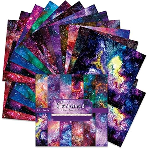 BLEDS Scrapbook Paper, 24 Sheets Craft Scrapbooking Paper Pad 6x6 Sky Single-Side Printing Junk Journal Cardstock Paper Supplies for Card Making Decorative Background Art Album Tags Cover