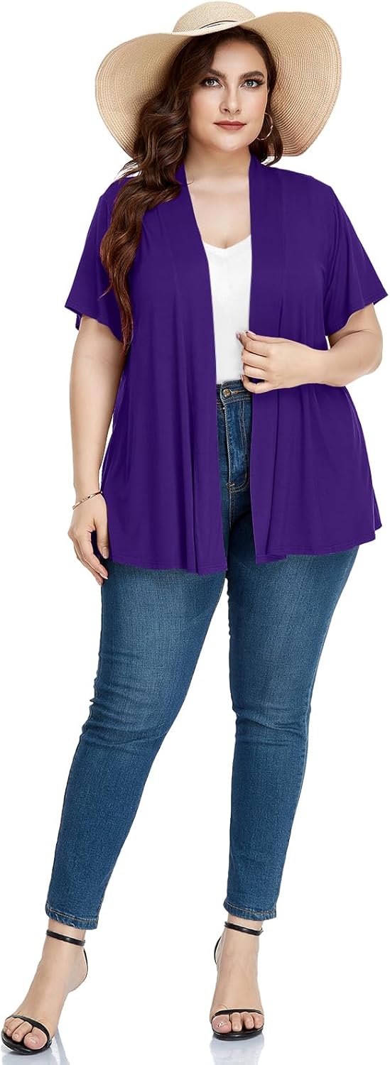 LARACE Short Sleeve Cardigans for Womens Summer Tops Casual Plus Size Open Front Lightweight Cover Up - Image 6