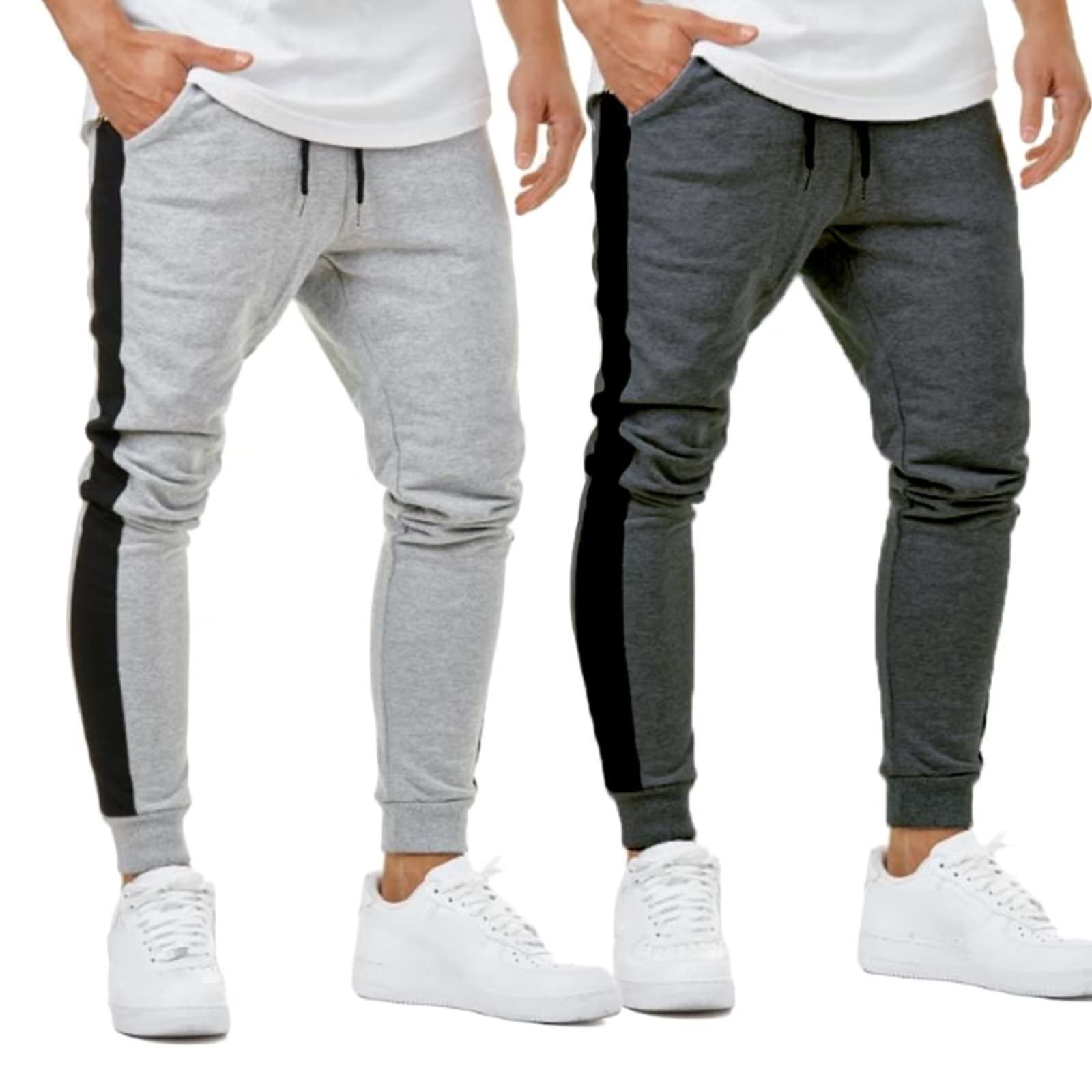 Pantaloni Jogger Uomo Pantaloni della Tuta Pantaloni Sportivi Pantaloni da Allenamento Elasticizzati con Tasche, Confezione da 2