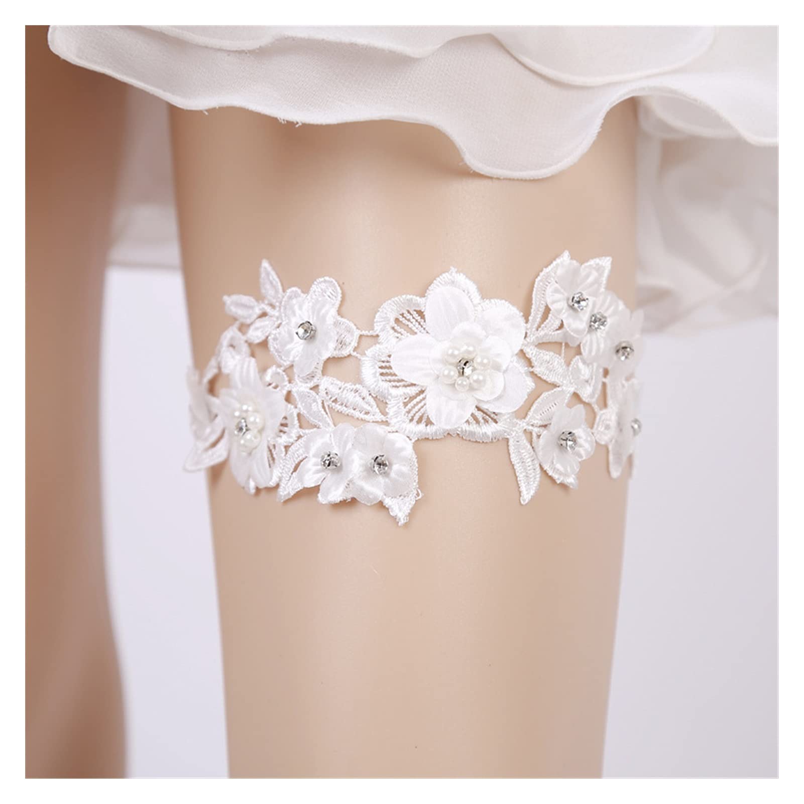 Giarrettiera in Pizzo Bianco - Accessori da Sposa da Sposa Giarrettiera Elasticizzata per Feste da Ballo