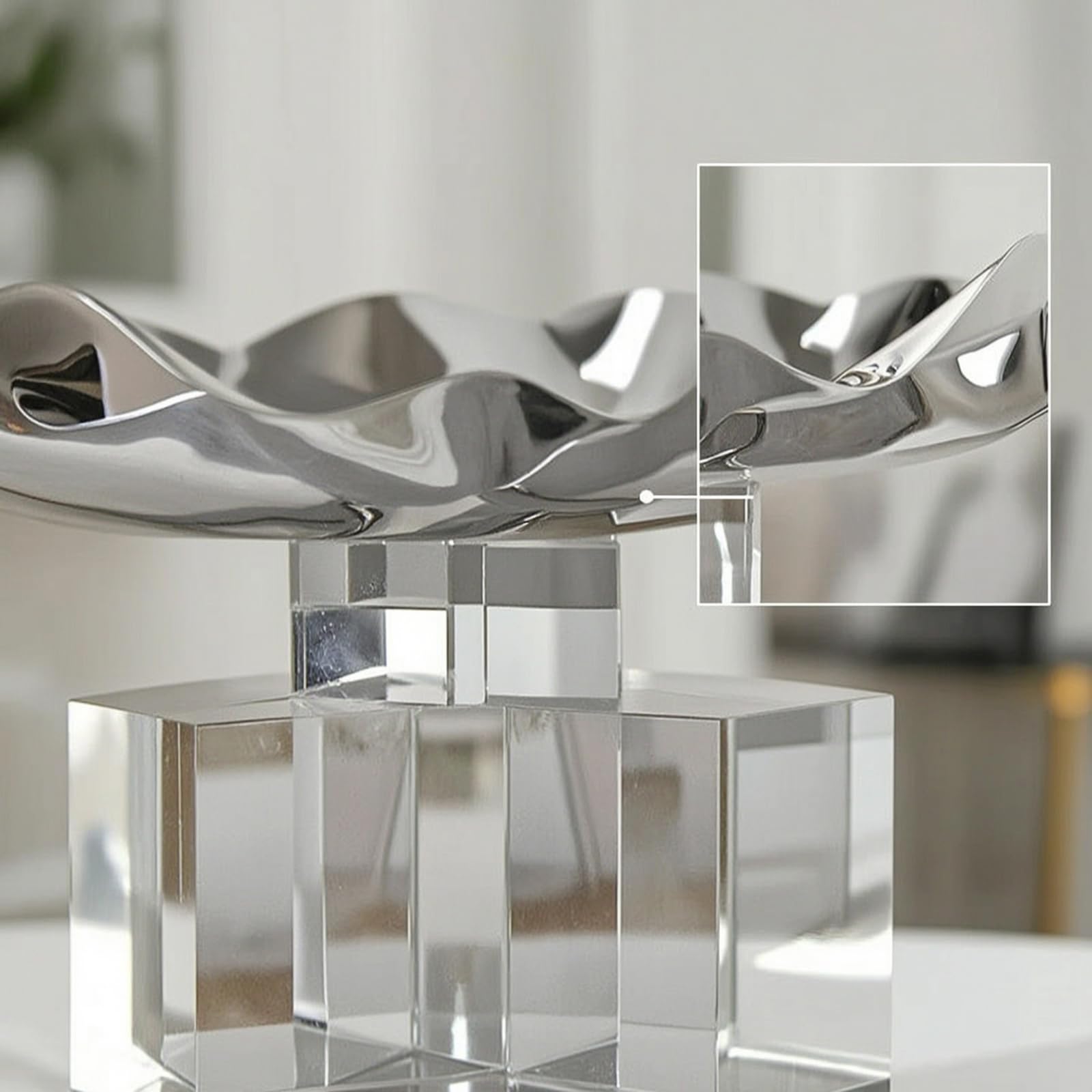 Gralara Vassoio con Base Trasparente Geometrico Vassoio Decorativo Rialzato Centrotavola per Soggiorno, Hotel
