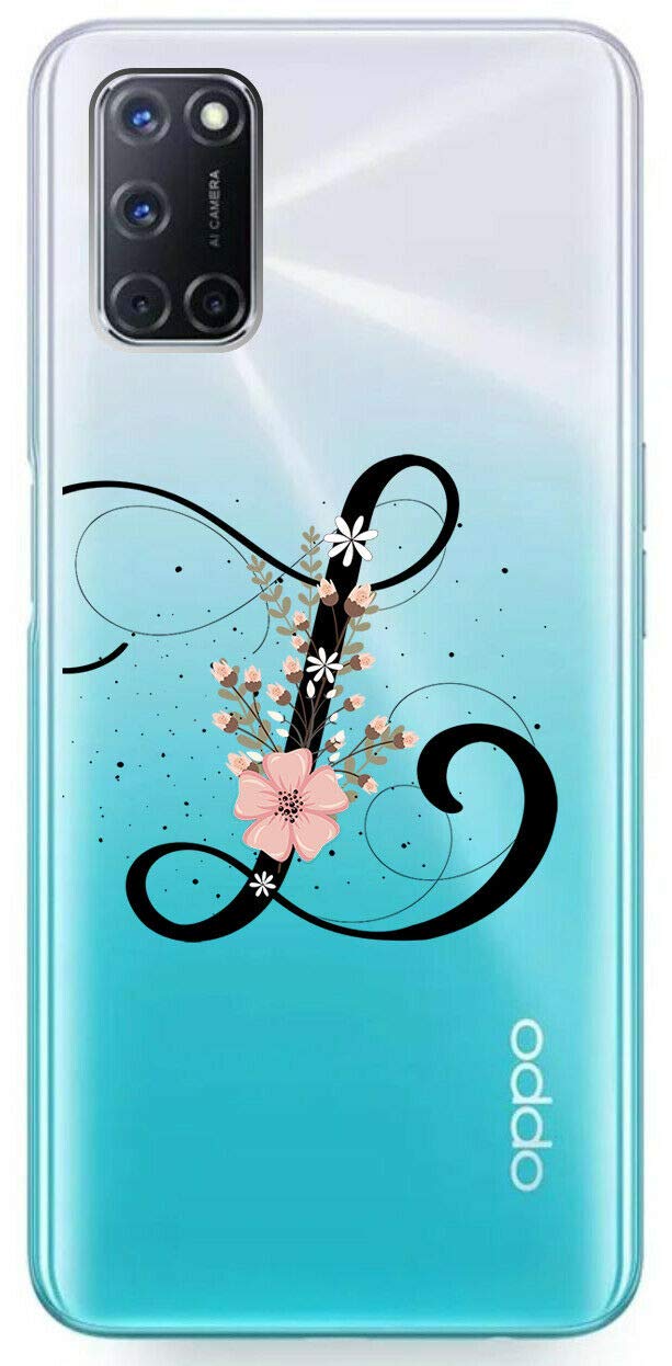 Mixroom - Cover Custodia Case In TPU Silicone Morbida Sfondo Trasparente Per OPPO A15 Fantasia Iniziali Lettera A Rosa