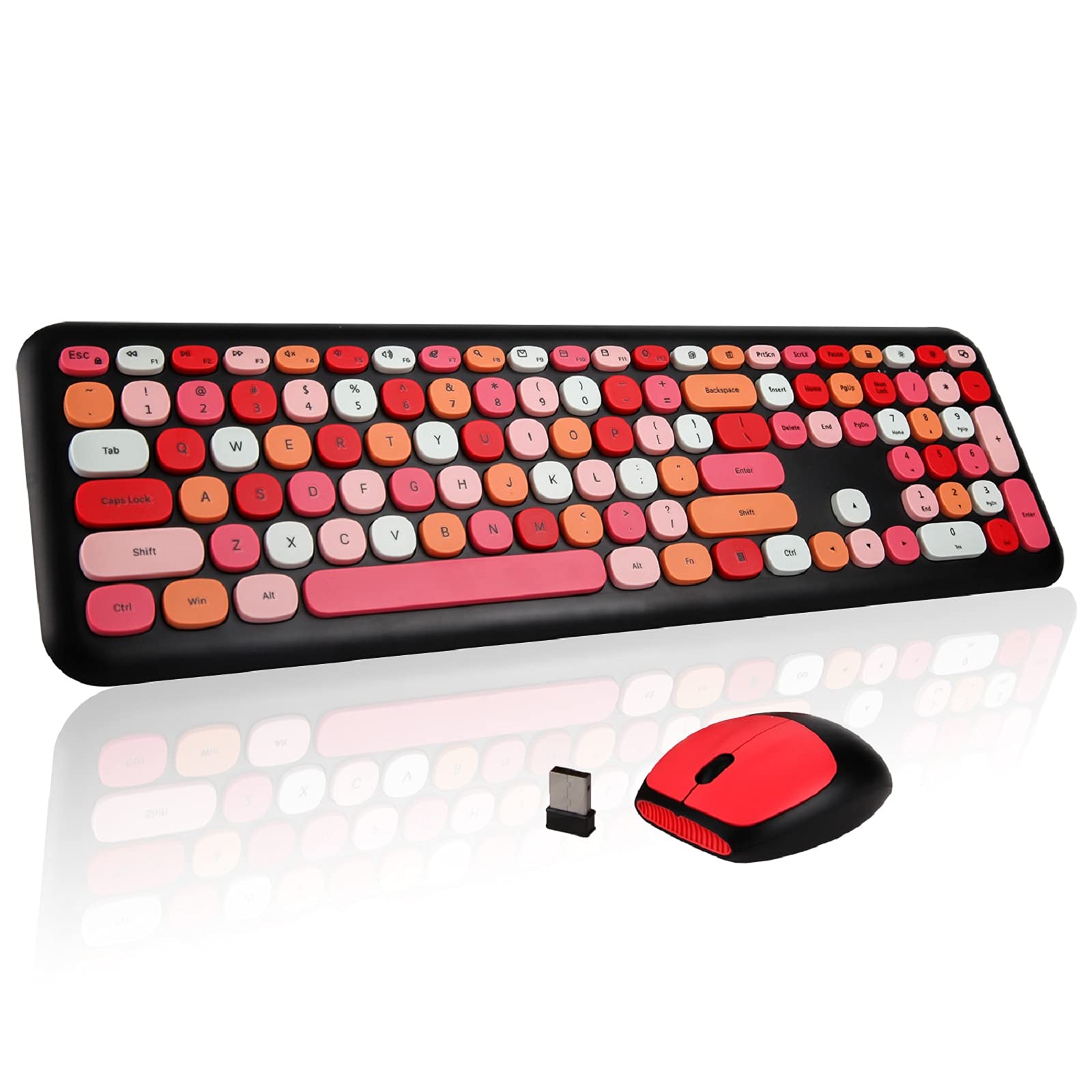 Wireless Keyboard Mouse Combo Typewriter Flexible Keys Office Full-Sized Keyboard, 2.4GHz Dropout-Free Connection and Optical Mouse for Windows,PC, Notebook, Laptop, LETTON V2030 (Black)