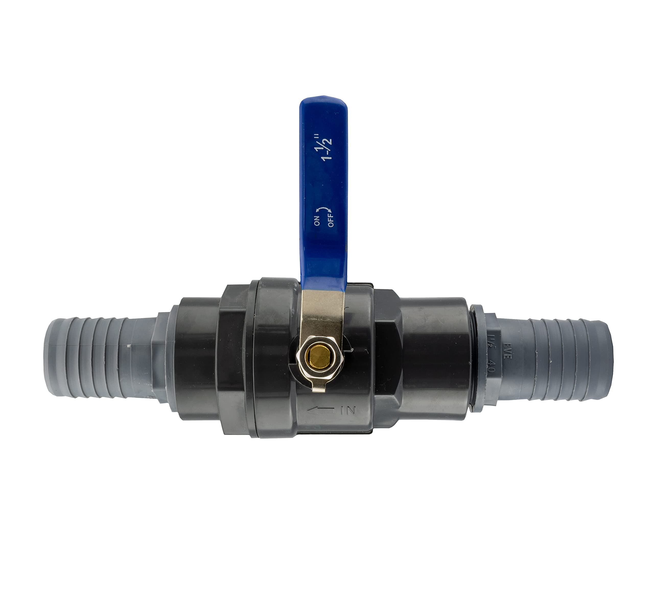 Premium Flow Control Valve for layflat of Corrugated Pond Hose,Stainless Steel Interior Parts + Handle,Ideal for Pumps,Waterfall,Filters and Water Features,Complete with hosetails (40mm)