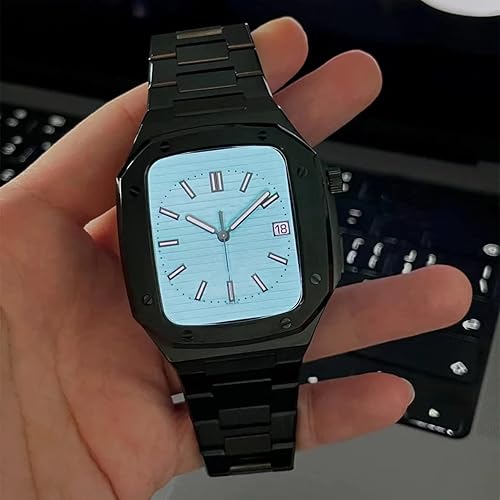 Miniatura 3 de TONECY Juego de correas de acero inoxidable de 1614 pulgadas 1732 pulgadas funda de metal para iWatch 8 7 Series 6 SE 5 4 1575 pulgadas kit de