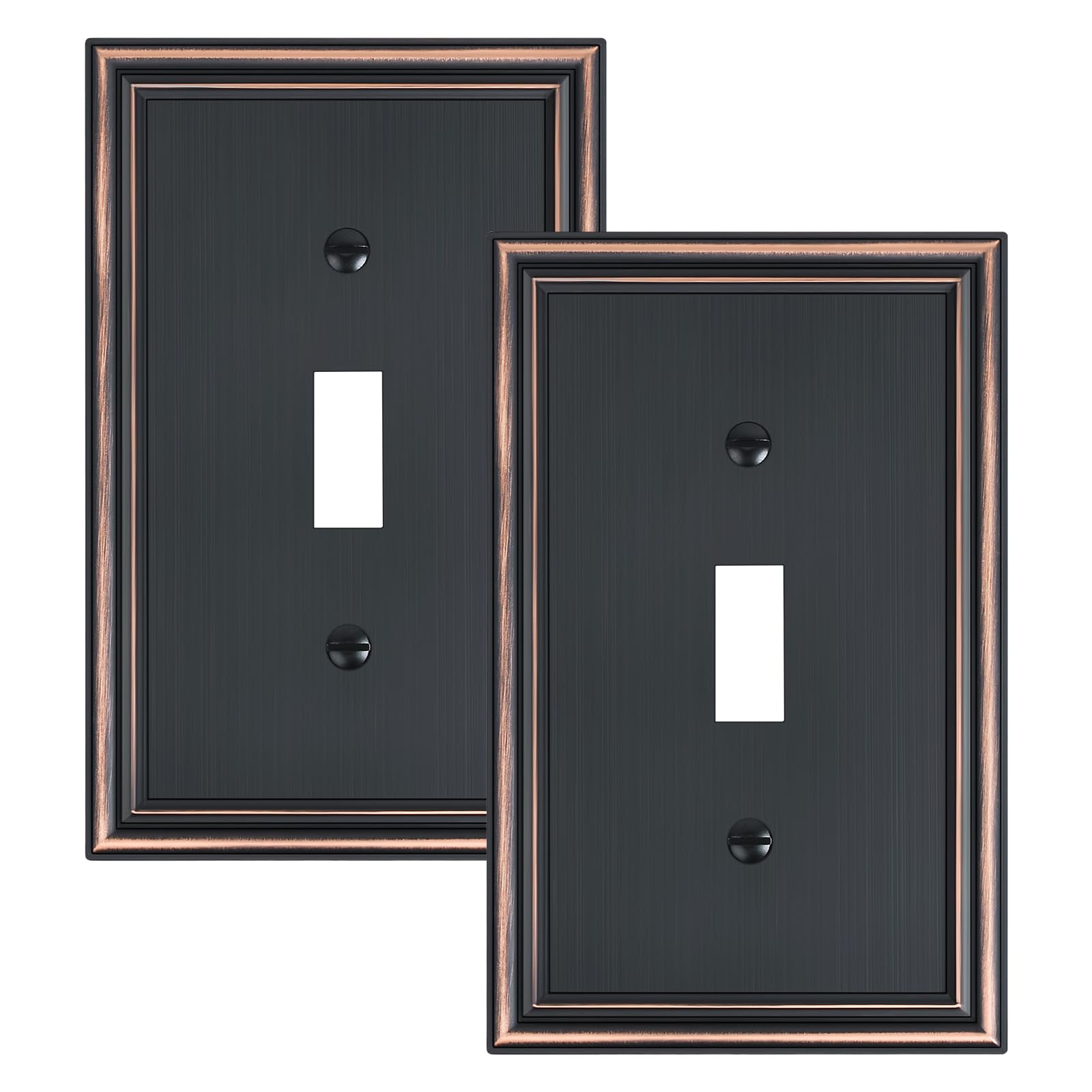Photo 1 of 2-Pack Single Toggle Light Switch Cover Plate, Durable Solid Zinc Alloy Decorative Switch Plate Covers, Aged Bronze 1 Gang Wall Plate, Corrosion Resistant
