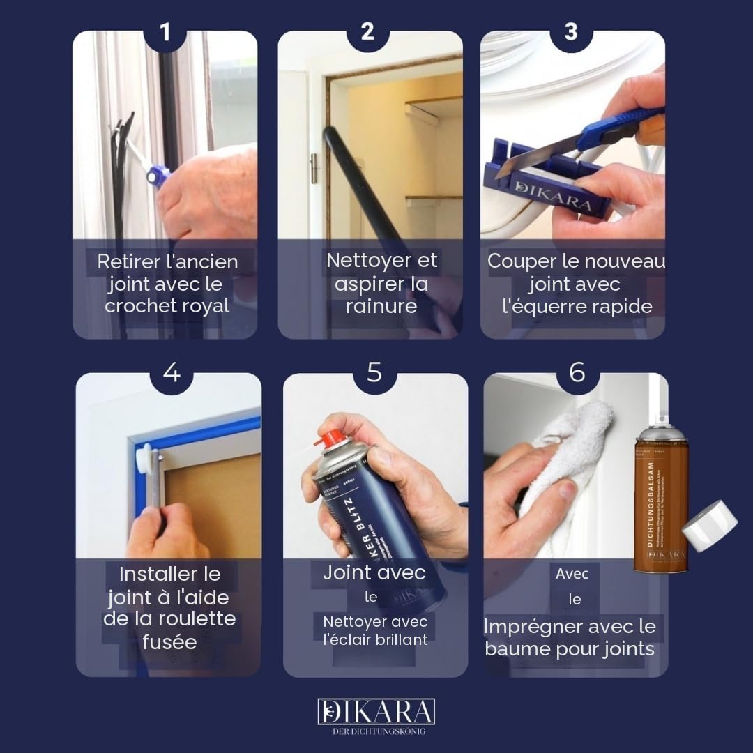 Dikara Joint de fenêtre pour systèmes de fenêtre, joint de vitrage pour extérieur avec fil anti-étirement pour fenêtre en plastique et fenêtre en aluminium, noir, 50 m