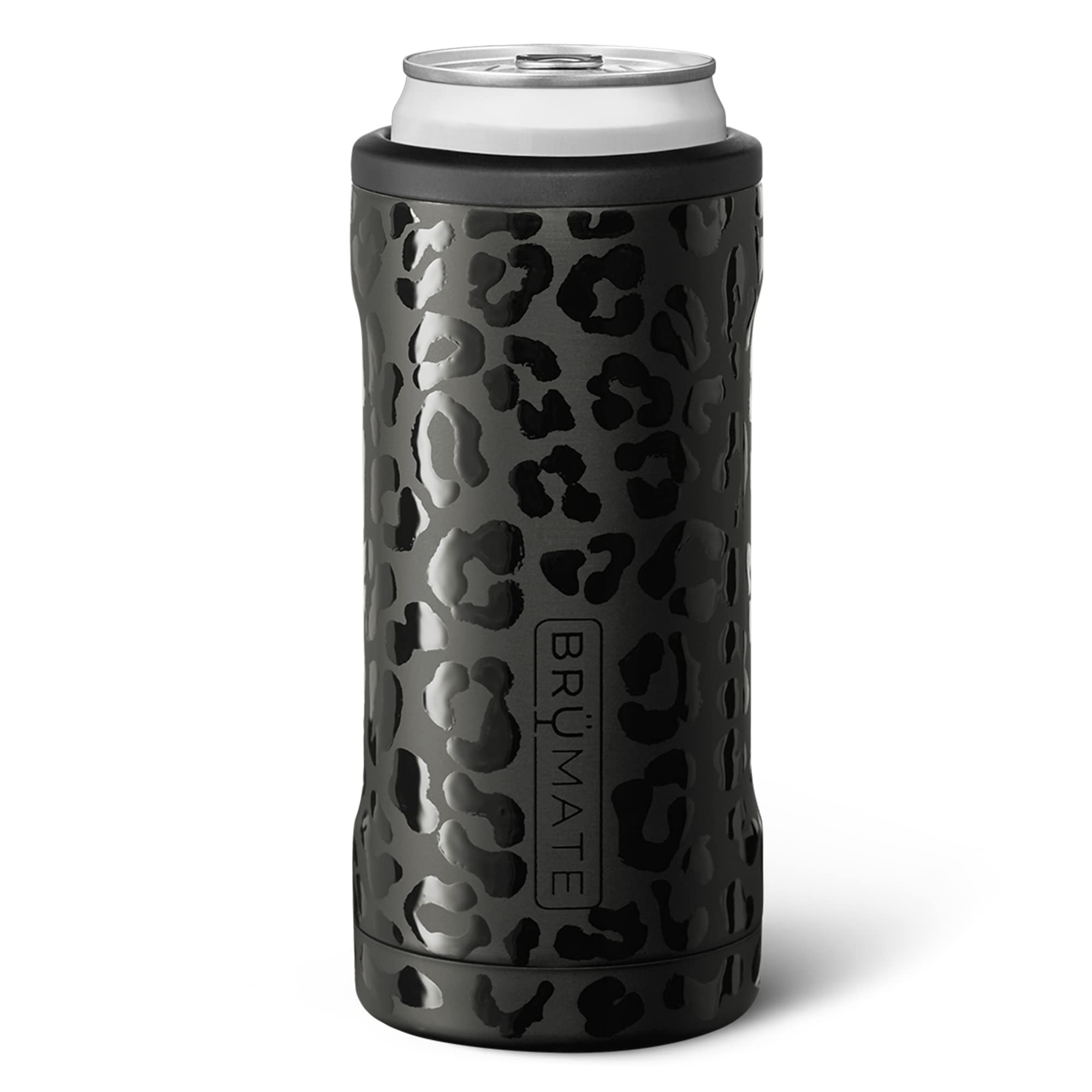 Hopsulator Slim Can Cooler Insulated for 12oz Slim Cans | Skinny Can Insulated Stainless Steel Drink Holder for Hard Seltzer, Beer, Soda, and Energy Drinks (Onyx Leopard)
