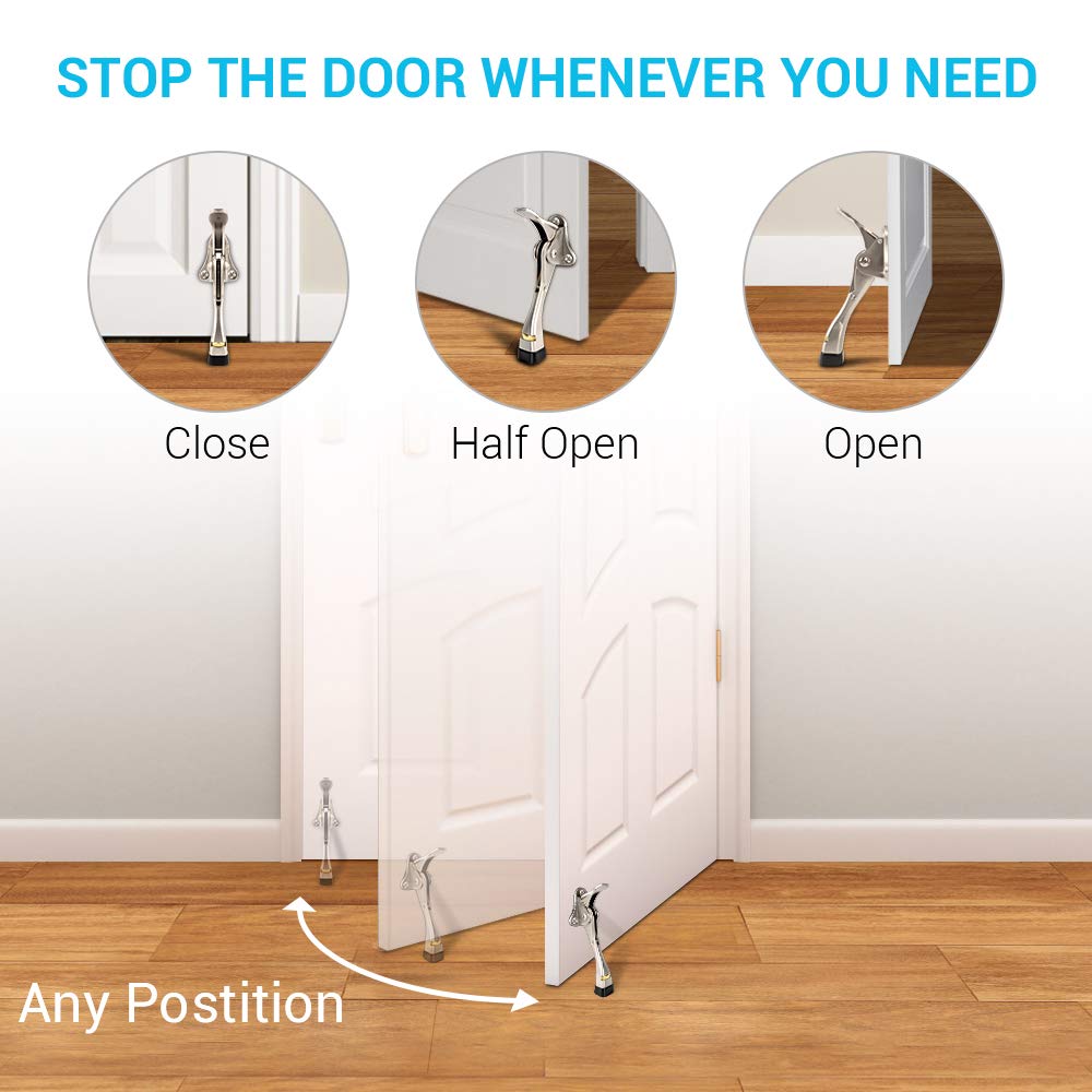 Heavy Duty Door Stopper,Kickdown Door Stop for Heavy Door, Easy to Set