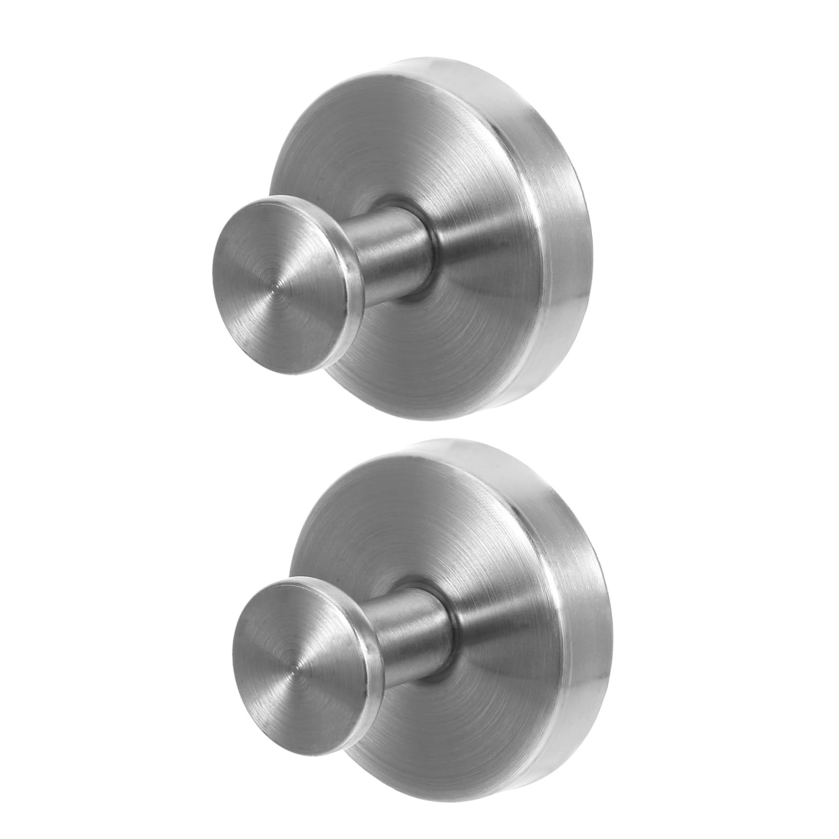 SEWACC 2Pcs Heavy Duty Stainless Steel Suction Cup Hooks No Drill Wall Mounted for Bathroom Kitchen and Dorm for Hanging Towels Clothes and Hats Smooth Surfaces Silver