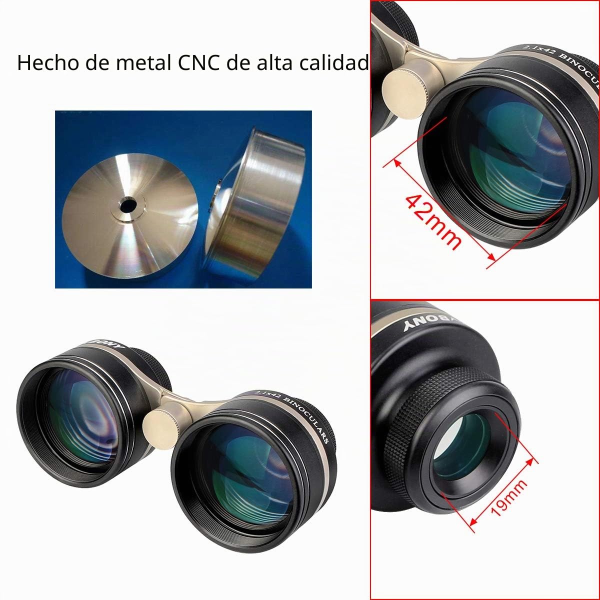 SVBONY SV407 - Prismáticos de atonomía de 2,1 x 42 mm, Gran Angular para Adultos, Campo de visión de 26°, Revestimiento FMC, IPX6 Impermeable, para observación de Estrellas y Cielo